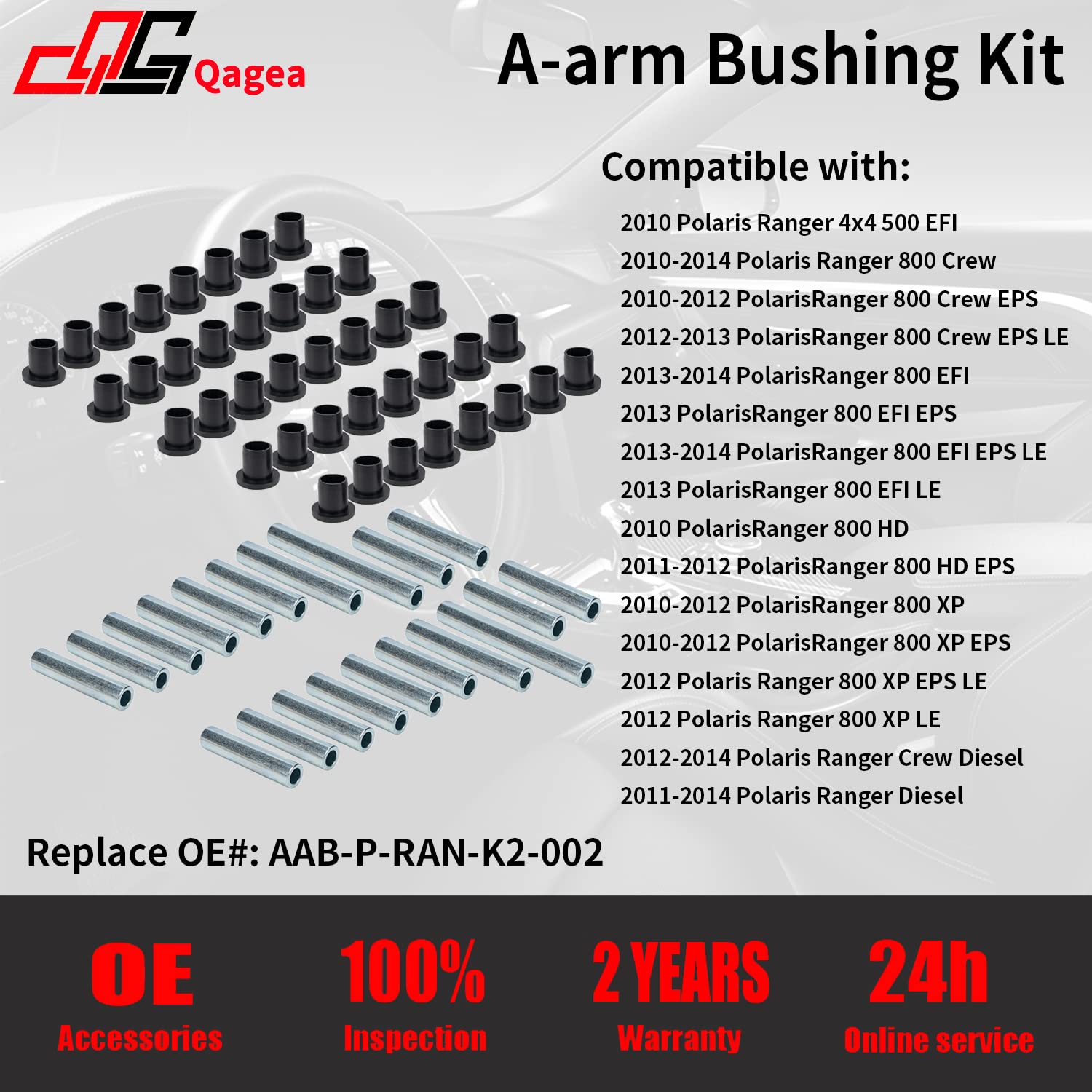 Heavy Duty A-Arm UHMW Control Arms Bushing Kit Replacement for 2016 Polaris RZR 900/900 XC/ 900 S/ 4 900/1000 S, Replace AAB-P-R