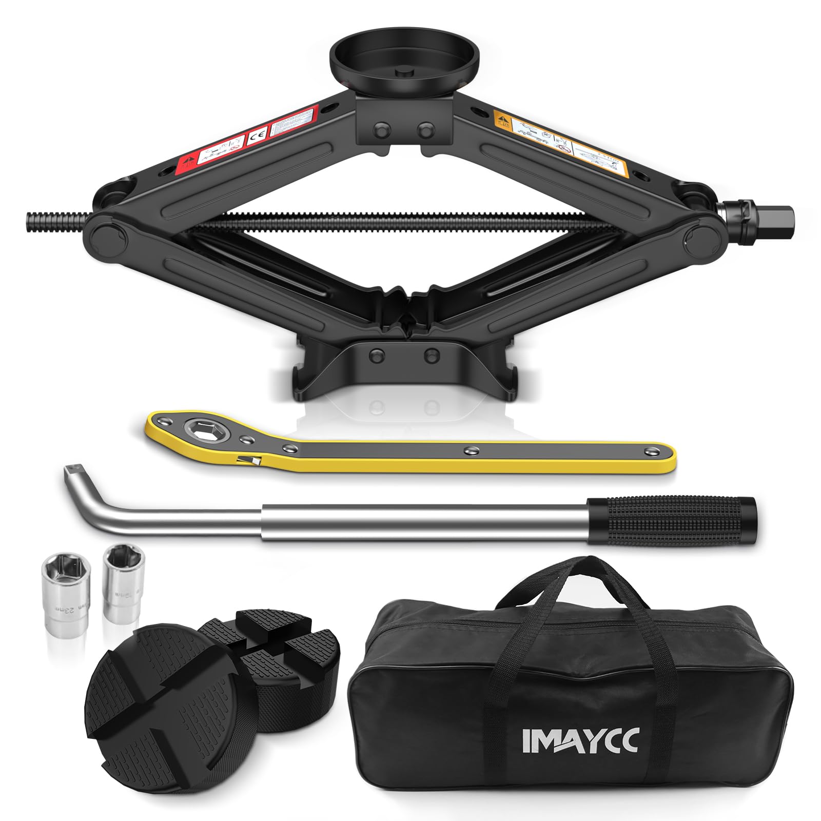 IMAYCC Car Jack 2.5 Ton/5512 lbs Universal Scissor Jack With Rubber Pad, Portable Tire Changing Kit With Lug Wrench, Emergency K
