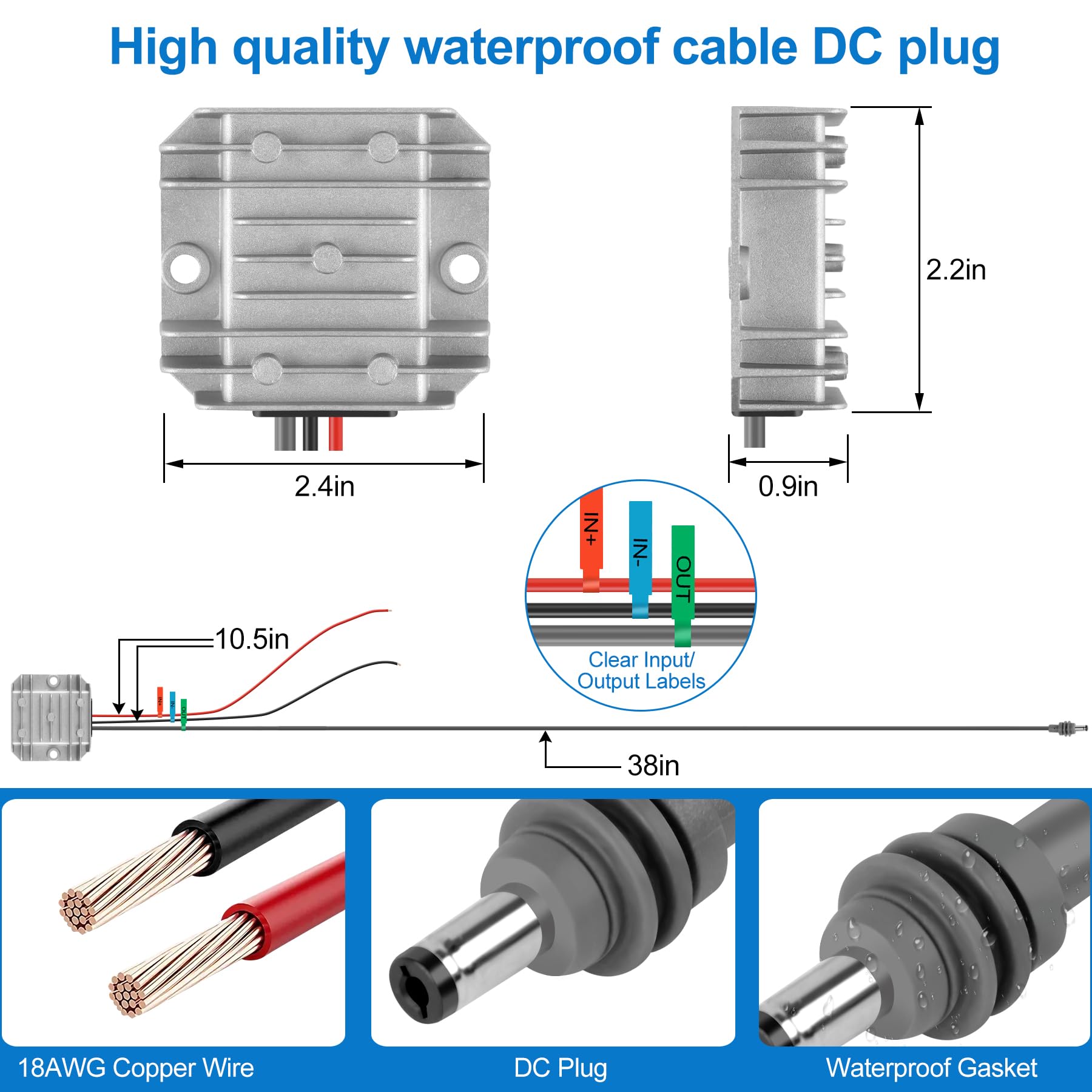 Starlink Mini 12V Adapter 12V/24V to 30V 3.5A, Waterproof DC Step Up Converter with Male Plug 9-28V Input for RV/Off-Grid/Marine