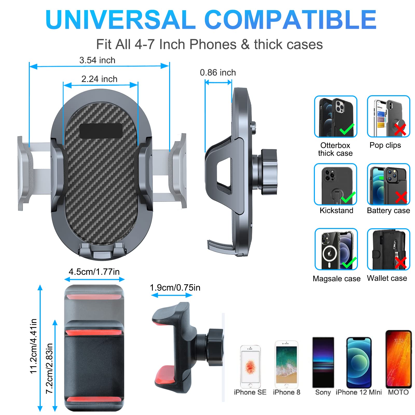 DIAMOOKY Phone Mount for Jeep Wrangler JL JLU 2018-2023 and Gladiator JT 2020 2021 2022 2023 Multi-Mount Dash Phone Holder with