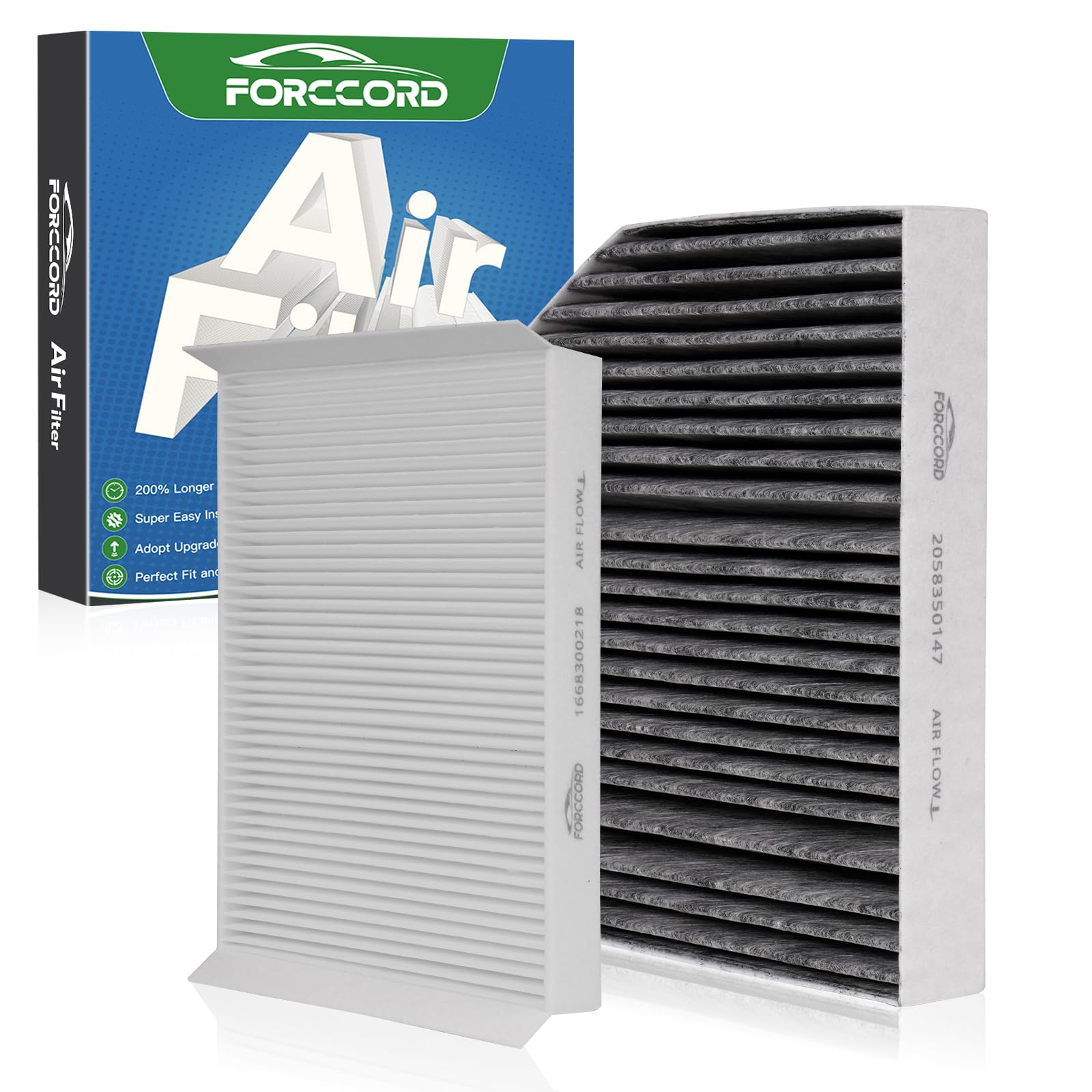 Forccord Cabin Air Filter Kit Fits for Mercedes C300 2015-2023, GLC300 2016-2022, E300 2017-2019, E350 2020-2023, E450 2021-2023