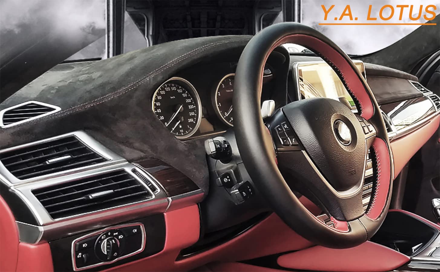 Y.A. Lotus Black Microfiber Fabric Self-Adhesive Suede Look 16.5In X 59In, Premium Synthetic Leather - Stretch Film Fabric Perfe