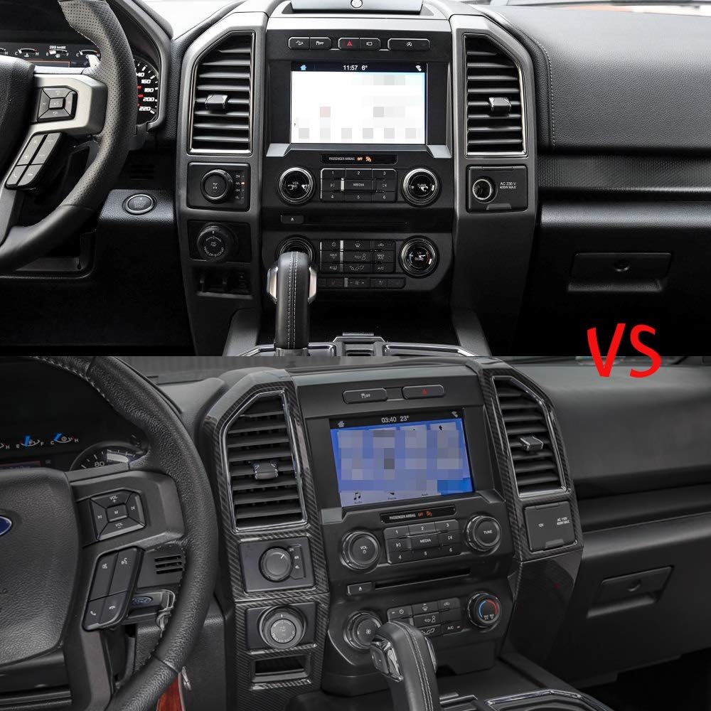 Keptrim For F150 Abs Carbon Fiber Central Console Air Conditioner Panel Trim For 2015 2016 2017 2018 2019 2020 Ford F150, 5Pcs