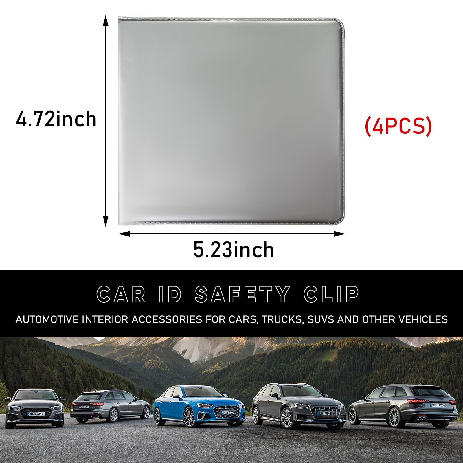 Ziciner 4PCS Car Registration and Insurance Holder, 5.2''   4.7'' Leather Auto Glove Box Organizer with Closure, Essential Car D