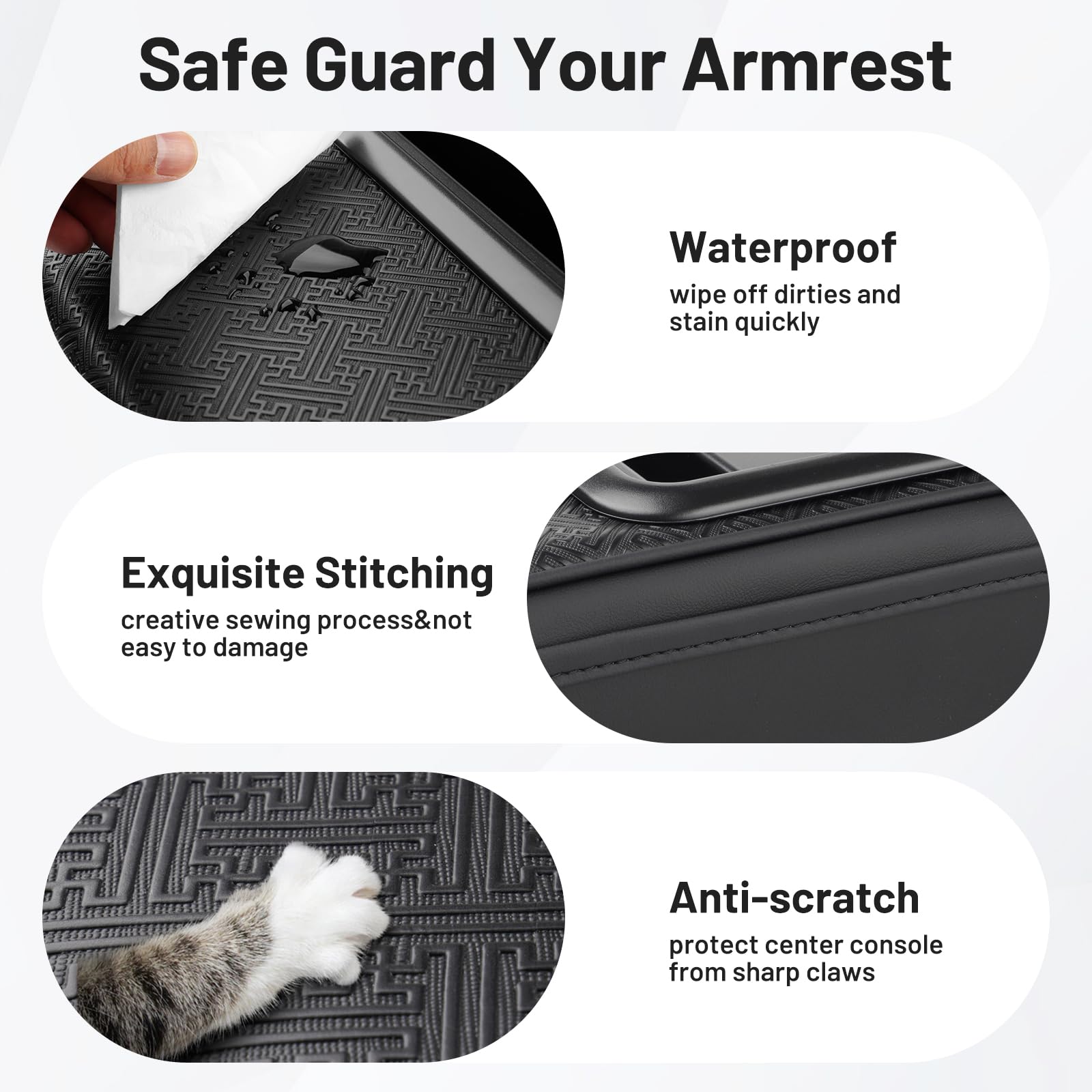 Autorder Center Console Cover For Toyota Rav4 2019-2025 Accessories Armrest Cushion With Multi-Purpose Storage Slot Leather Midd