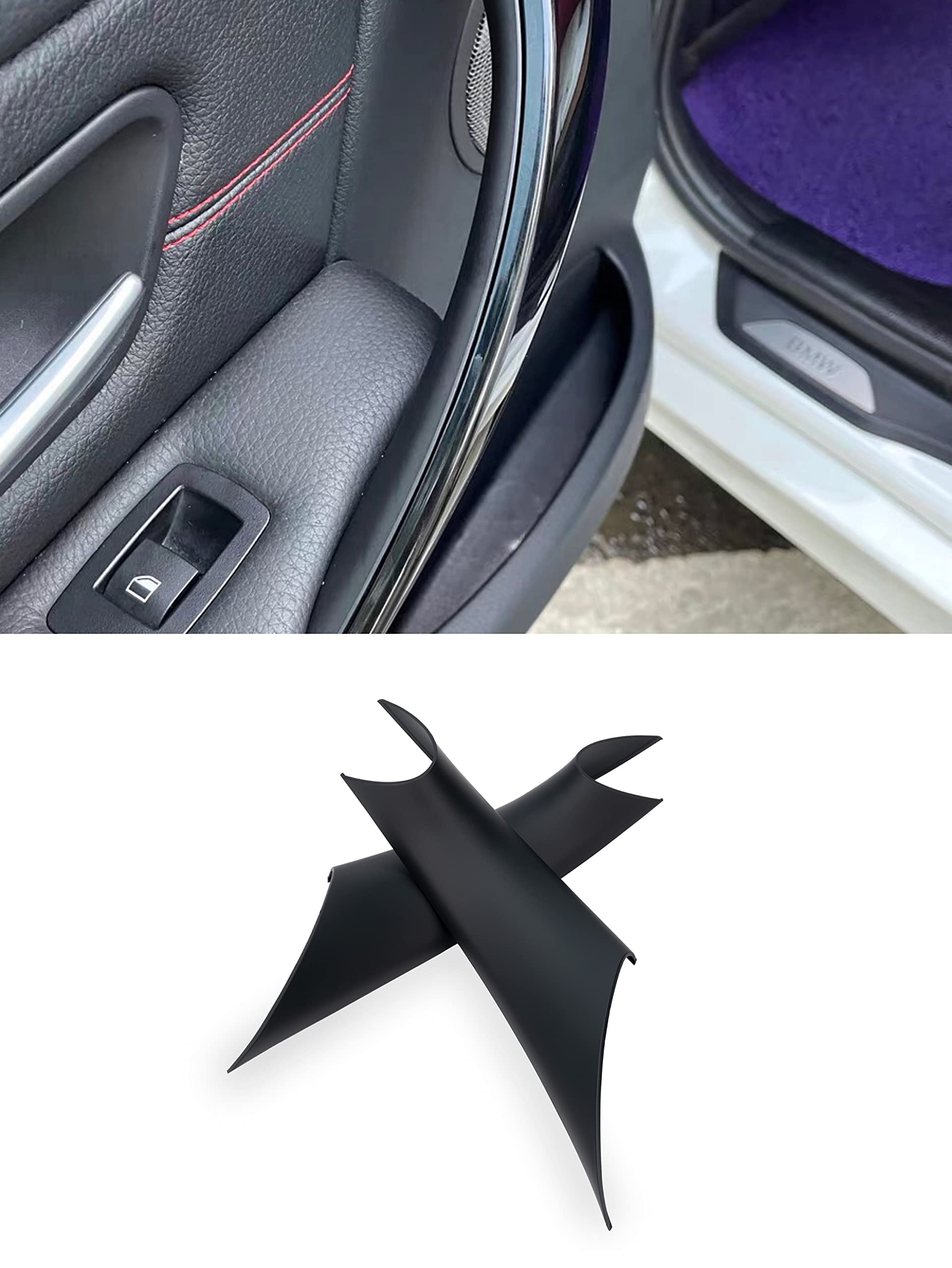 Geataat Gelunxin Door Pull Handle Cover For Bmw 320,328,330,335,M3 2012-2018 & Bmw 428, 435,M4 2014-2017 (Left Rear+Right Rear, Black)