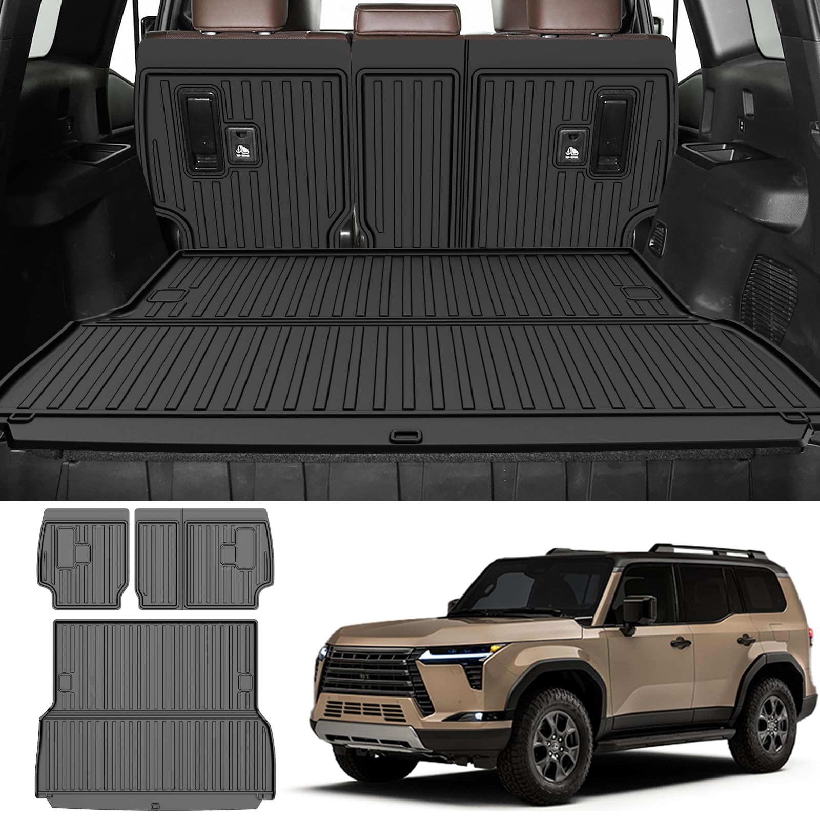 Aomsazto Cargo Mat And Backrest Mat Compatible With Toyota Land Cruiser Prado 2024-2025: Tpe All Weather Protection Car Cargo Li