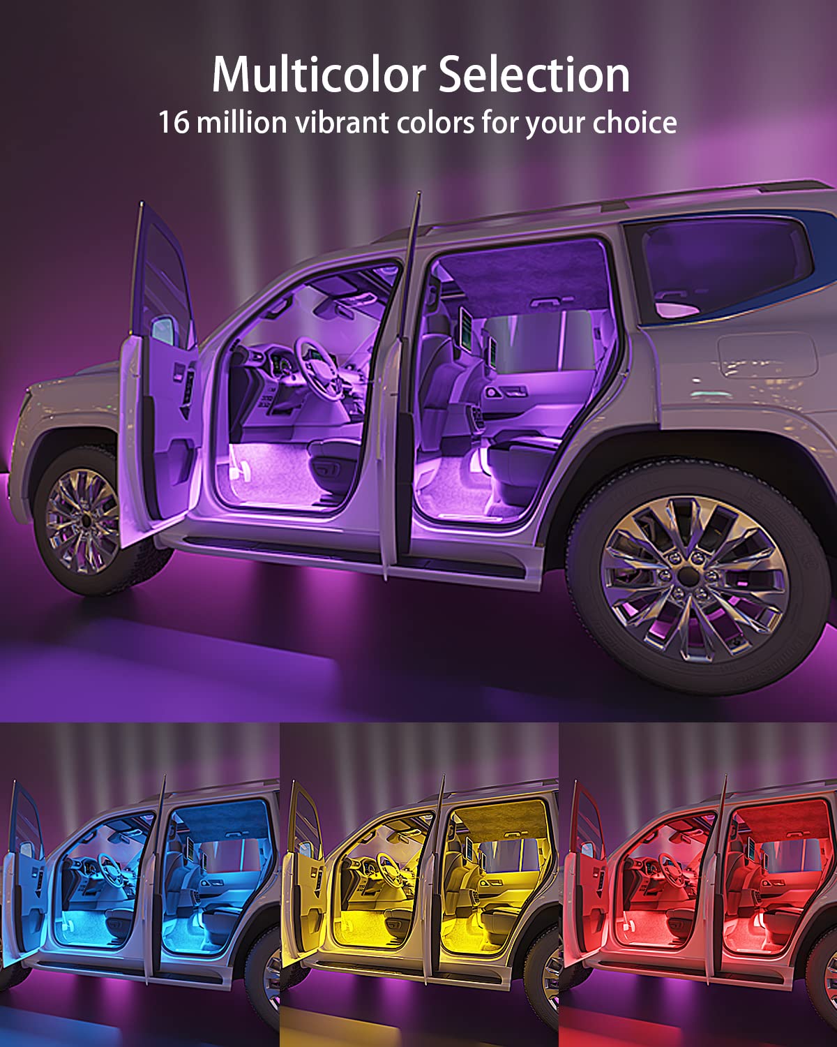 Keepsmile Interior Car Lights Accessories App Control With Remote Music Sync Color Change Rgb Under Dash Car Lighting With Usb C