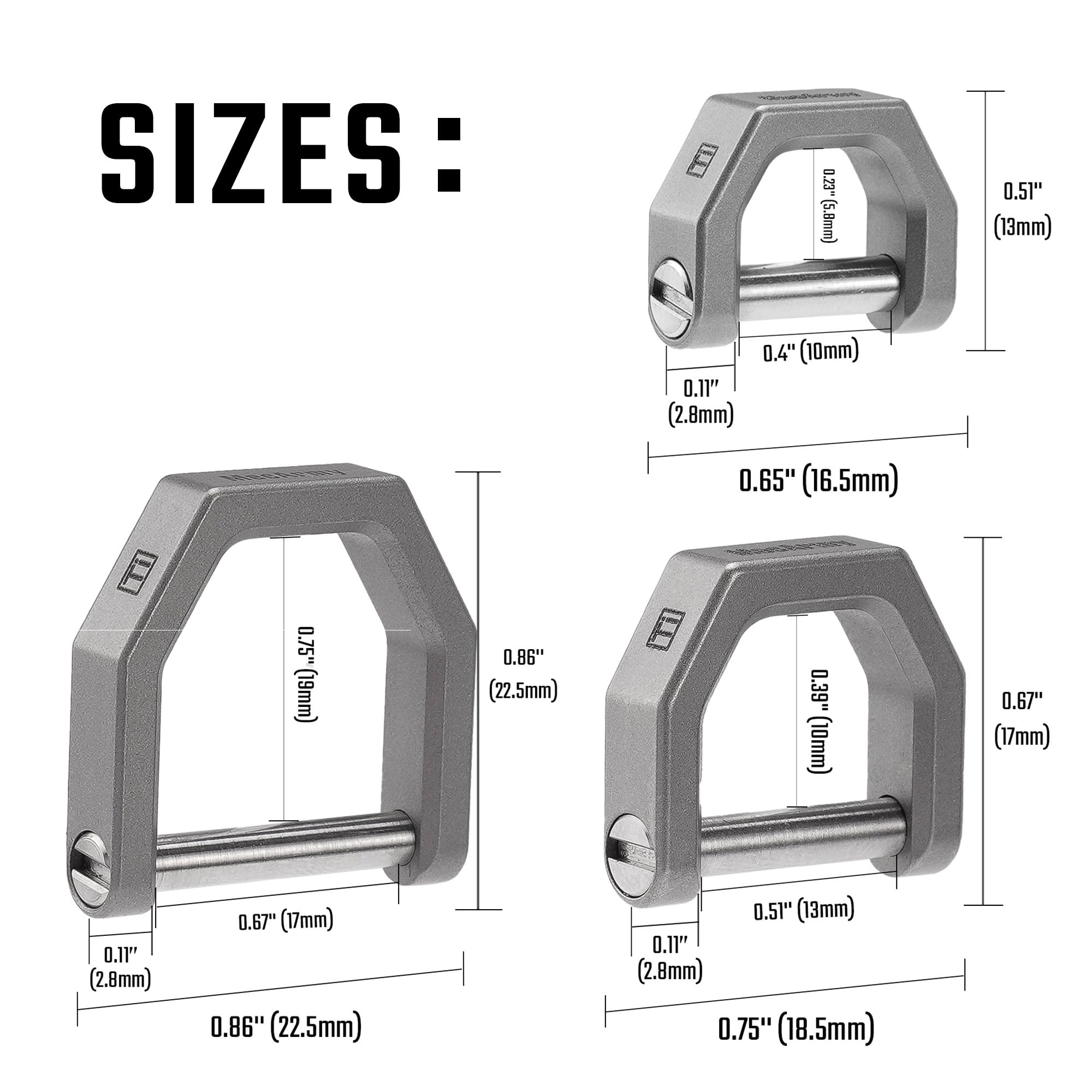 Mecarmy Ch2 Titanium D Shape Key Ring, Utility Keyring With Screw Shackle, Key Ring Car Key Tool For Everyday Carry, Keychain Holder Accessories (Stonewashed Medium)