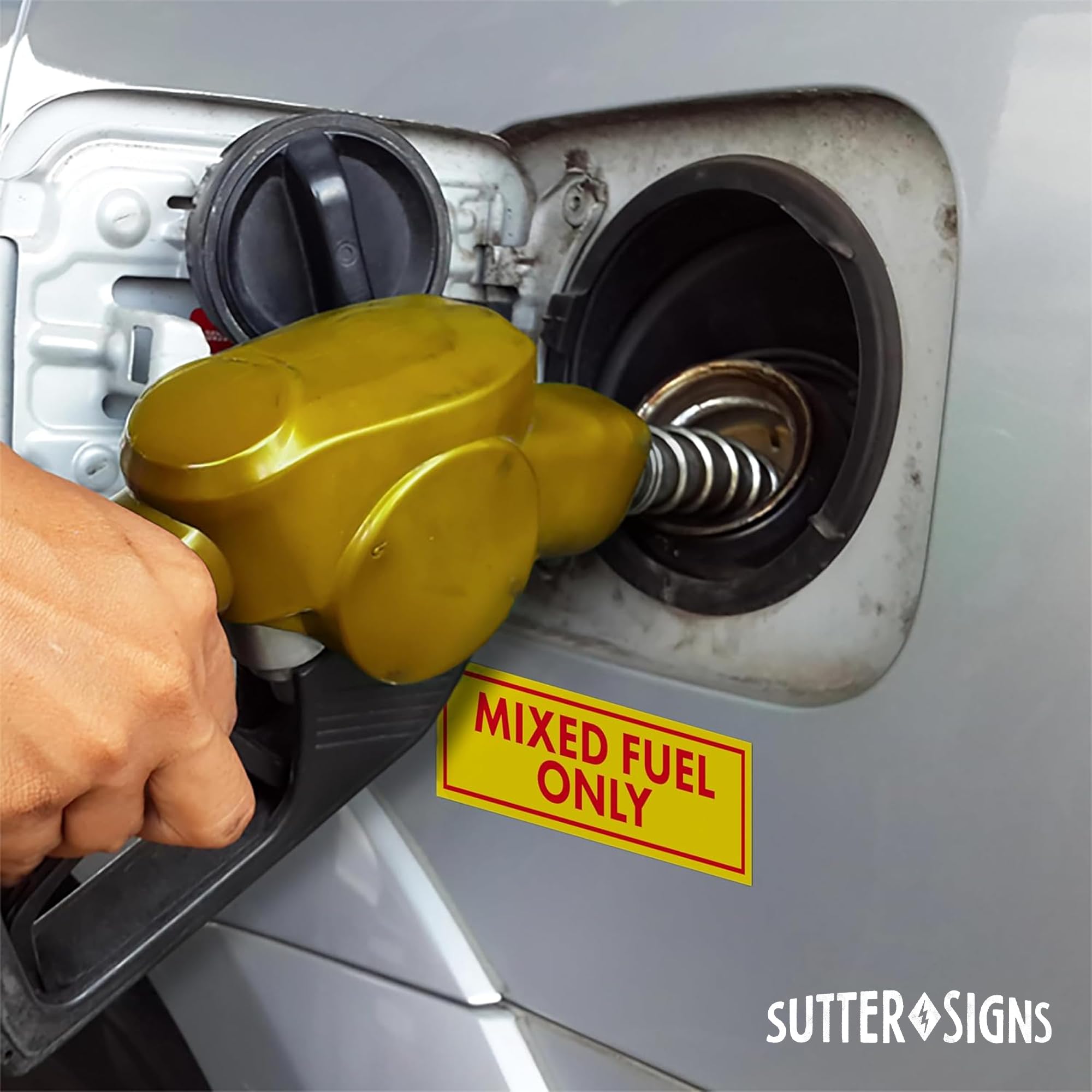 Sutter Signs 3Pc Mixed Fuel Only Stickers For Fuel Tank | Weatherproof Adhesive Decals For Trucks, Tractors, Fuel Cans, Gas Caps