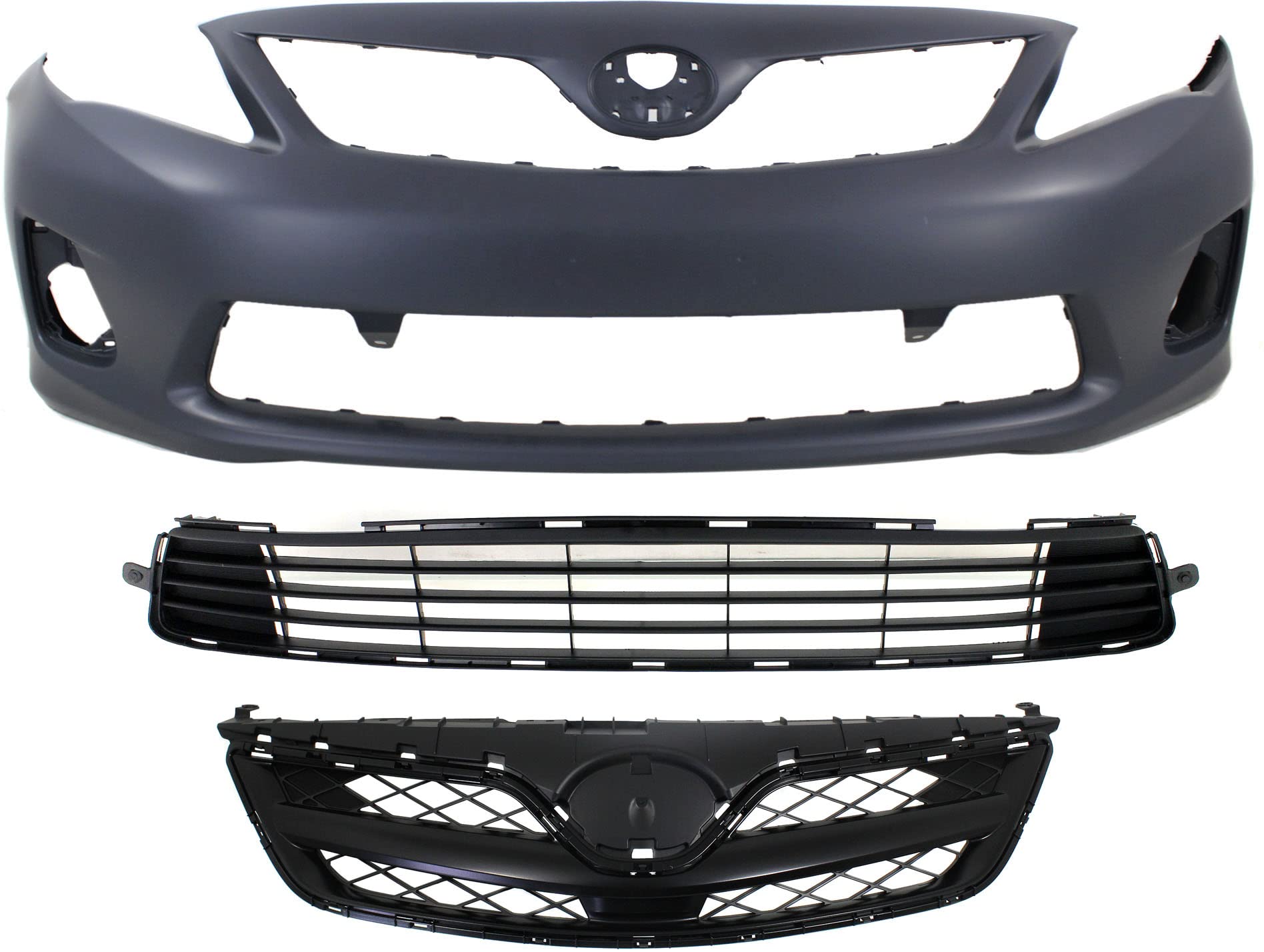 Evan Fischer Front Bumper Cover Compatible with 2011-2013 Toyota Corolla Base/CE/L/LE Models, North America Built Vehicle with B