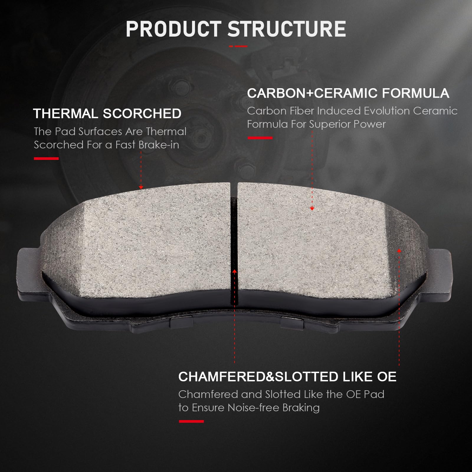 Cciyu D1089 Front Ceramic Disc Brake Pads Kit - 4Pcs For Acura Rdx 2007-2012 & Honda Accord Crosstour 2010-2011