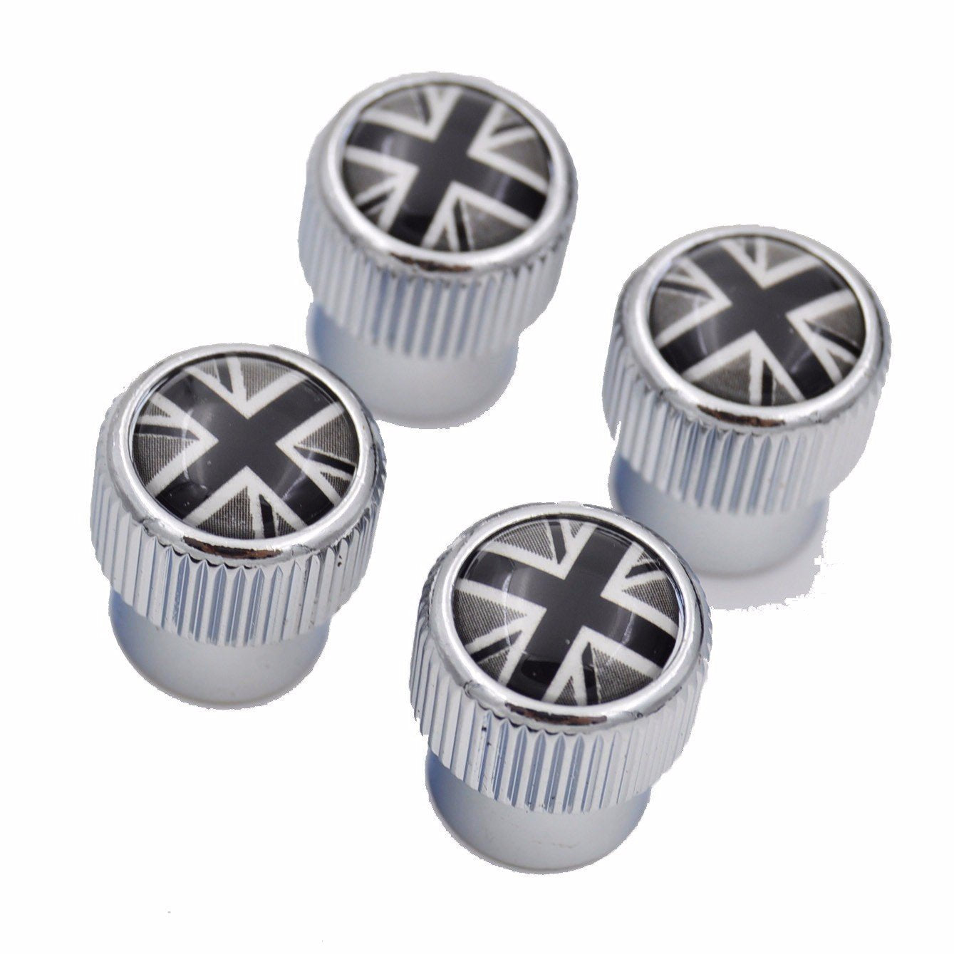 Zorratin 4X Chrome Black Union Jack British Flag Tire Valve Stem Cap Cover For Bmw Mini Cooper R50 R53 R56 R56N F55 F56 R55 R52