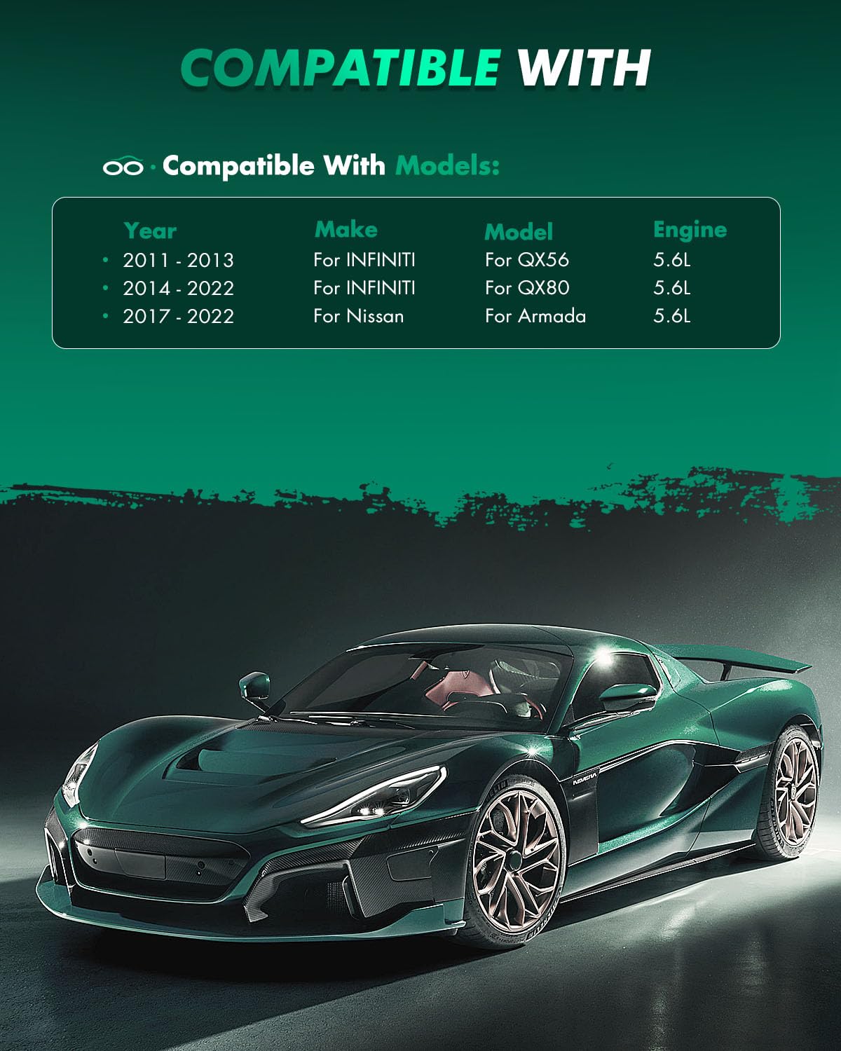 Scitoo Front Rear Disc Brake Pad Set 8Pcs W/Hardware Fit For Infiniti For Qx56 2011-2013,For Infiniti For Qx80 2014-2022,For Nis