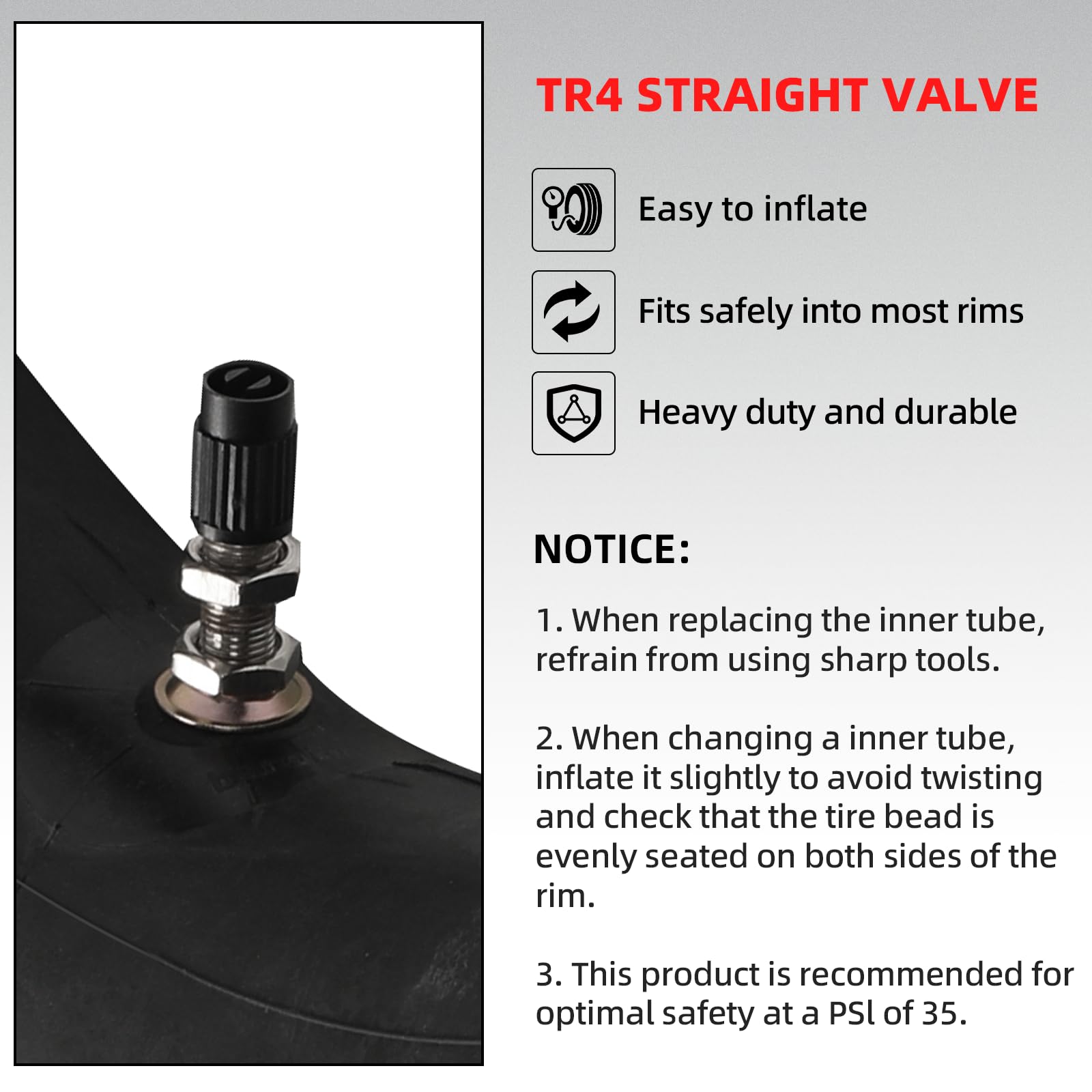 2.75/3.00-21    Replacement Inner Tube 80/100-21(300/325-21) With Tr4 Staight Valve Stem, Fits Motorcycle With 21'' Tires (2-Pac