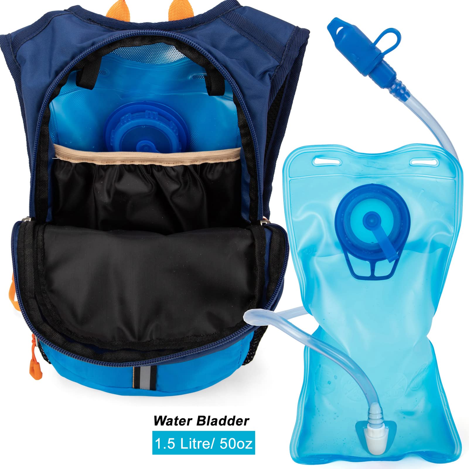 Ivygreen Kids Hydration Backpack, Hiking Backpack For Boys Or Girls With 1.5L Water Bladder, Blue