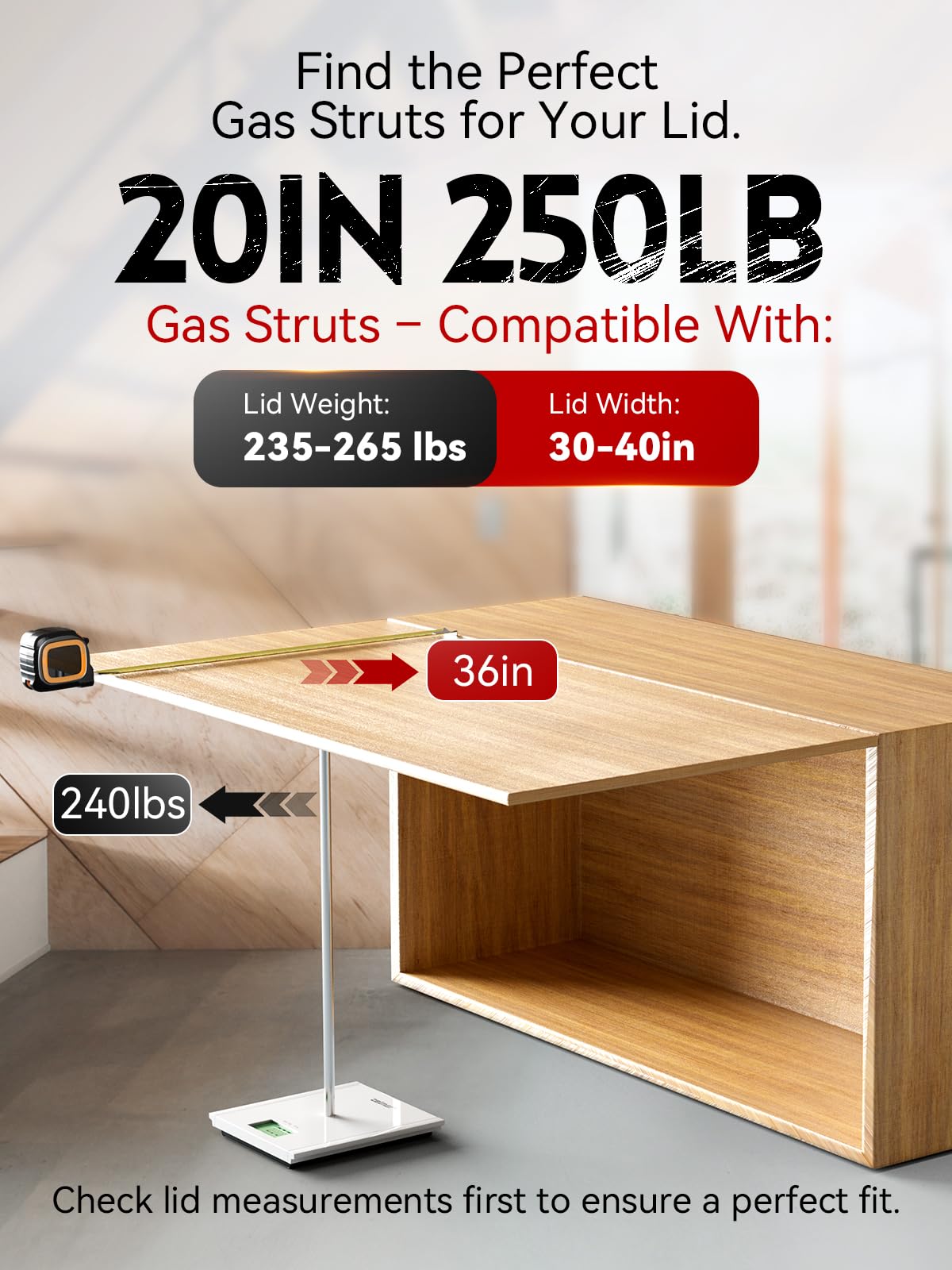 Vepagoo Gas Struts 20 Inch 250Lb/1112N Shock With Mounting Brackets, Rv Bed Storage Door Lift Kit, Heavy Lid Duty Support Spring