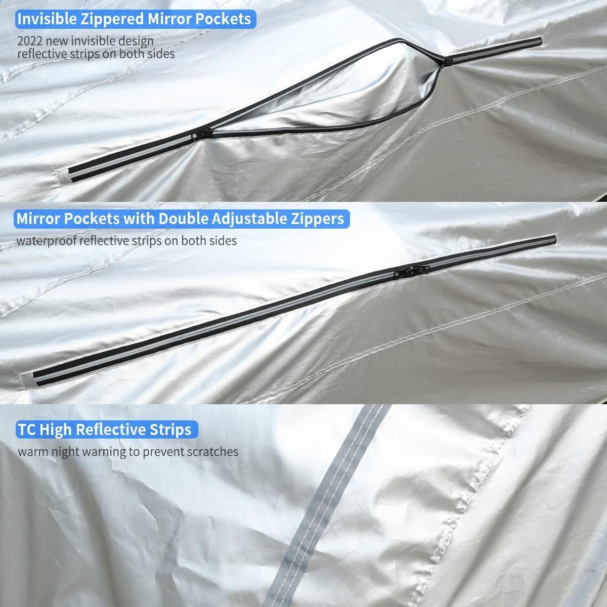 Tecoom Hard Shell Car Cover Waterproof Uv-Proof Windproof For All Weather Indoor Outdoor Without Door Zipper & Mirror Pockets Fi