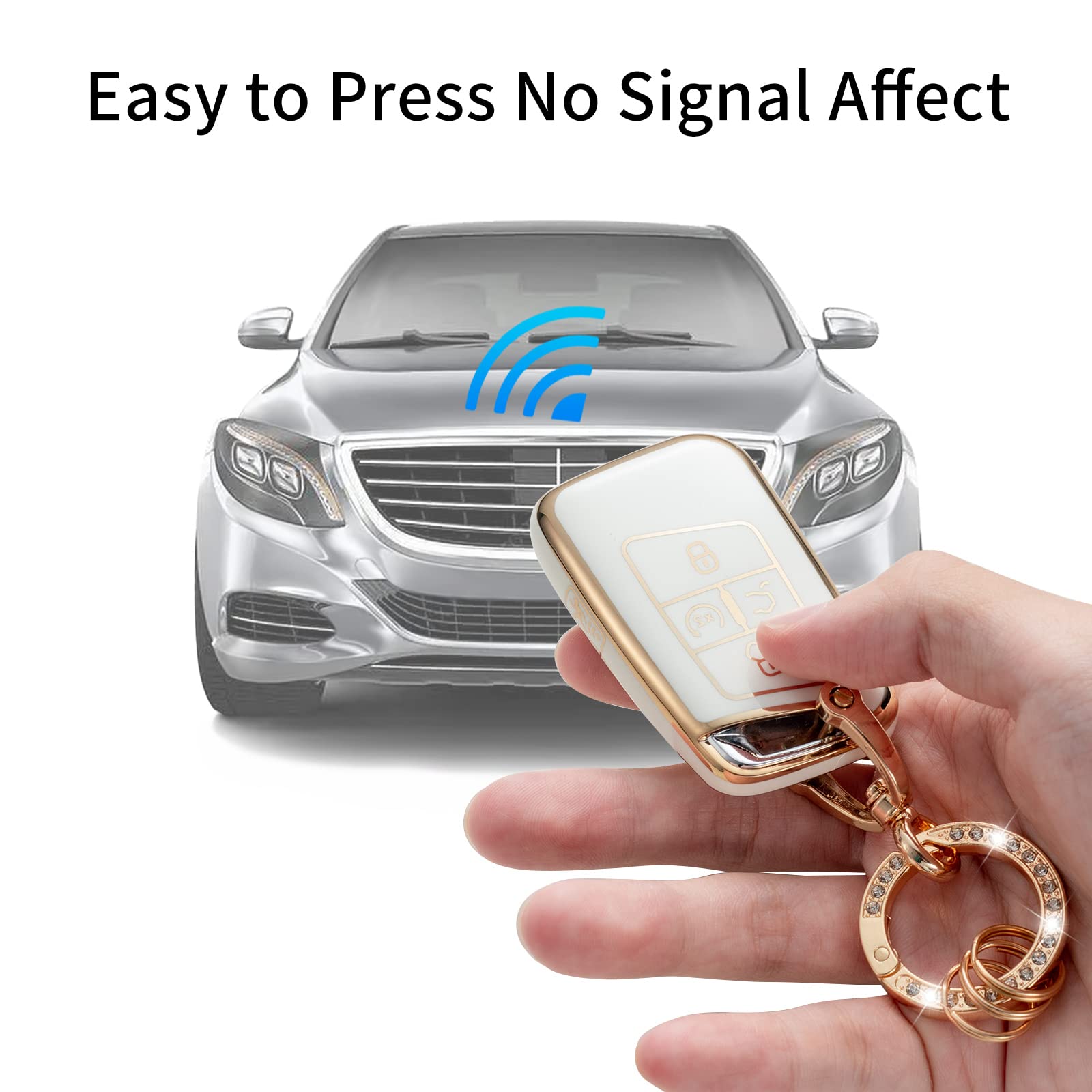 Gematay For Vw Volkswagen Key Fob Cover With Keychain, Key Shell Cover Holder For Volkswagen Tiguan Atlas Jetta Passat Golf Alltrack Smart Remote Control, Blue