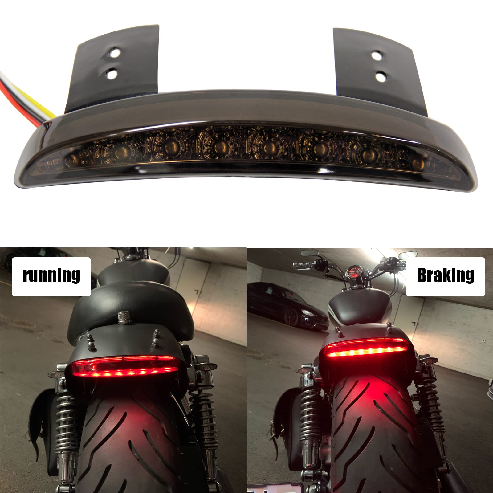 Motorcycle Chopped Rear Fender Edge LED Brake License Plate Tail Light Stop Running Light Turn Signal Lamp for Harley Sportster