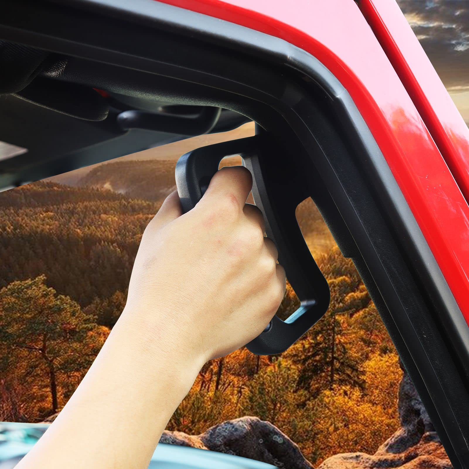 Front Aluminum Grab Handles Grip Handle Grab Bars for Jeep Wrangler JK JKU Sports Sahara Freedom Rubicon X & Unlimited X 2 Door