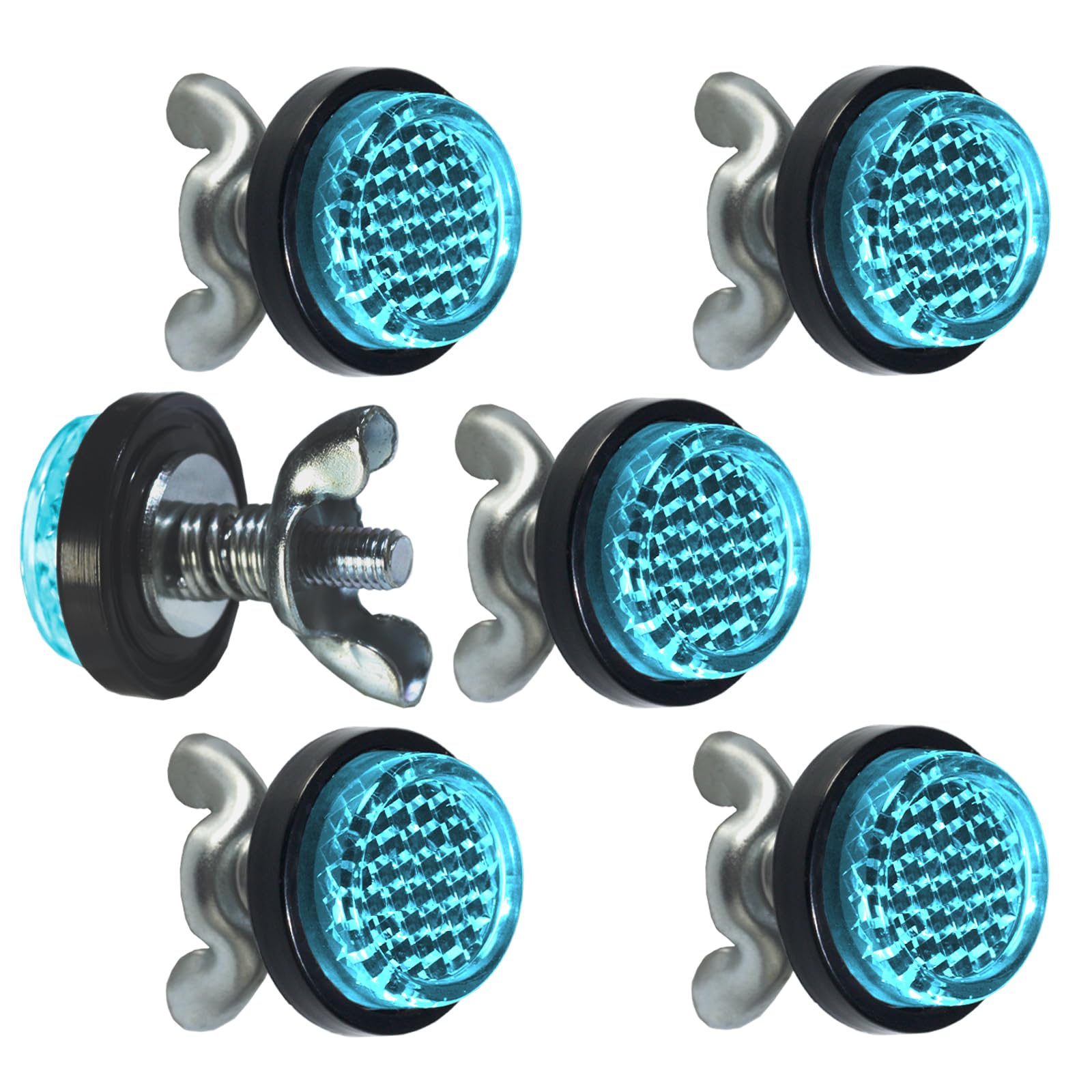 Blue Reflector Motorcycle License Plate Bolts And Nuts