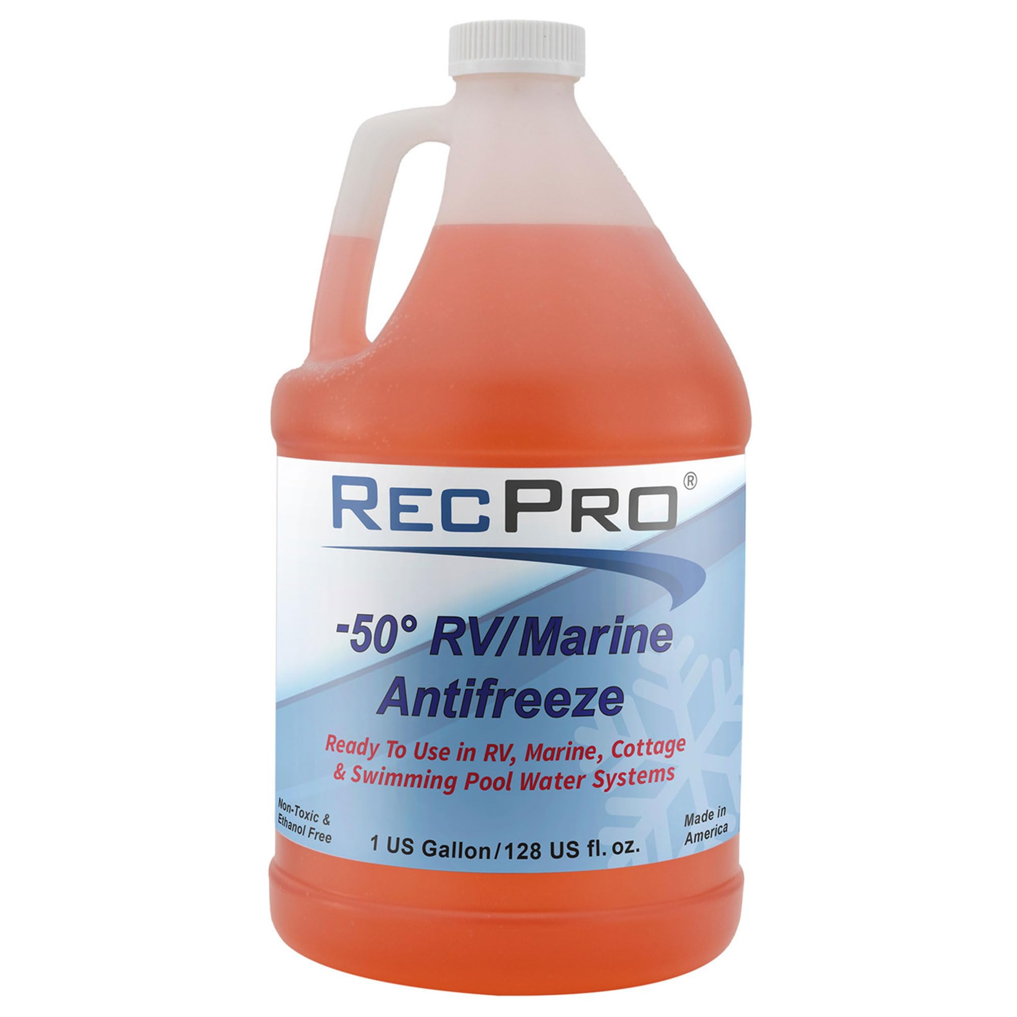 Recpro Ready To Use Rv Antifreeze Fluid For Winterizing Recreational Vehicles And Marine Engine Blocks, -50 Degree Fahrenheit Protection, 1 Gallon