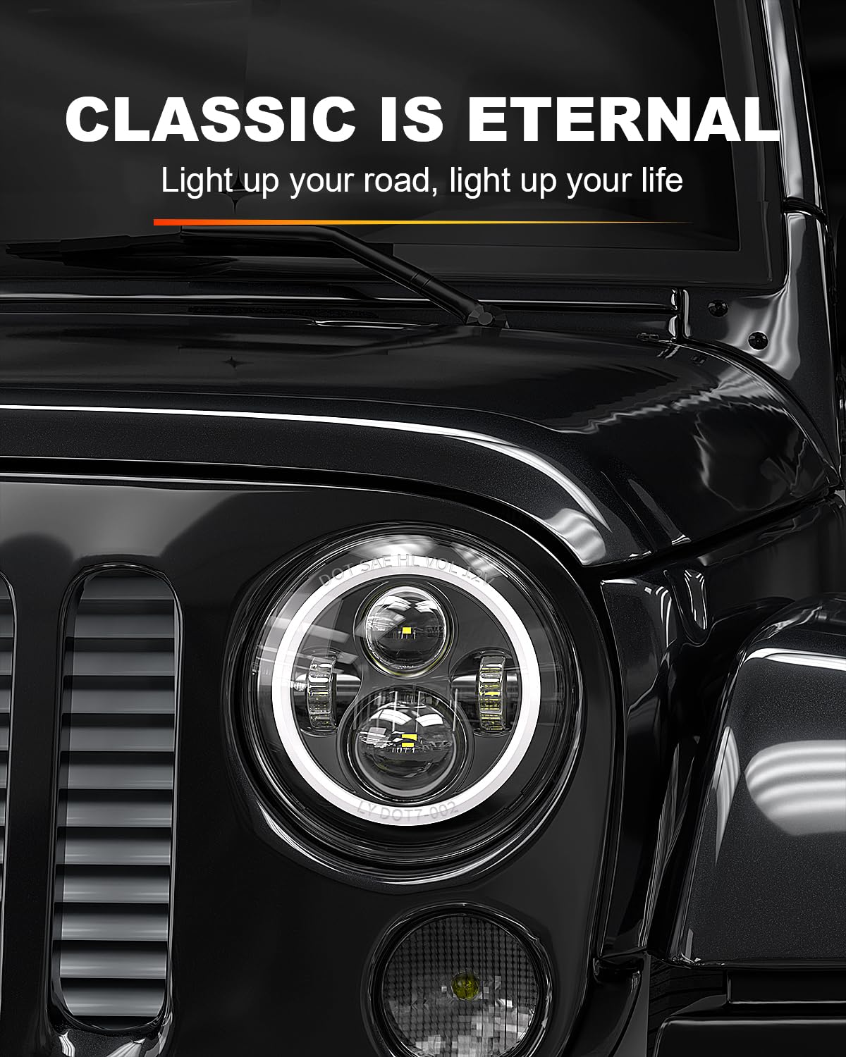 Lx-Light Dot Emc 7 Inch Led Halo Headlights With White Drl Amber Turn Signal Compatible With 2007-2017 Jeep Wrangler Jk Jku Tj L