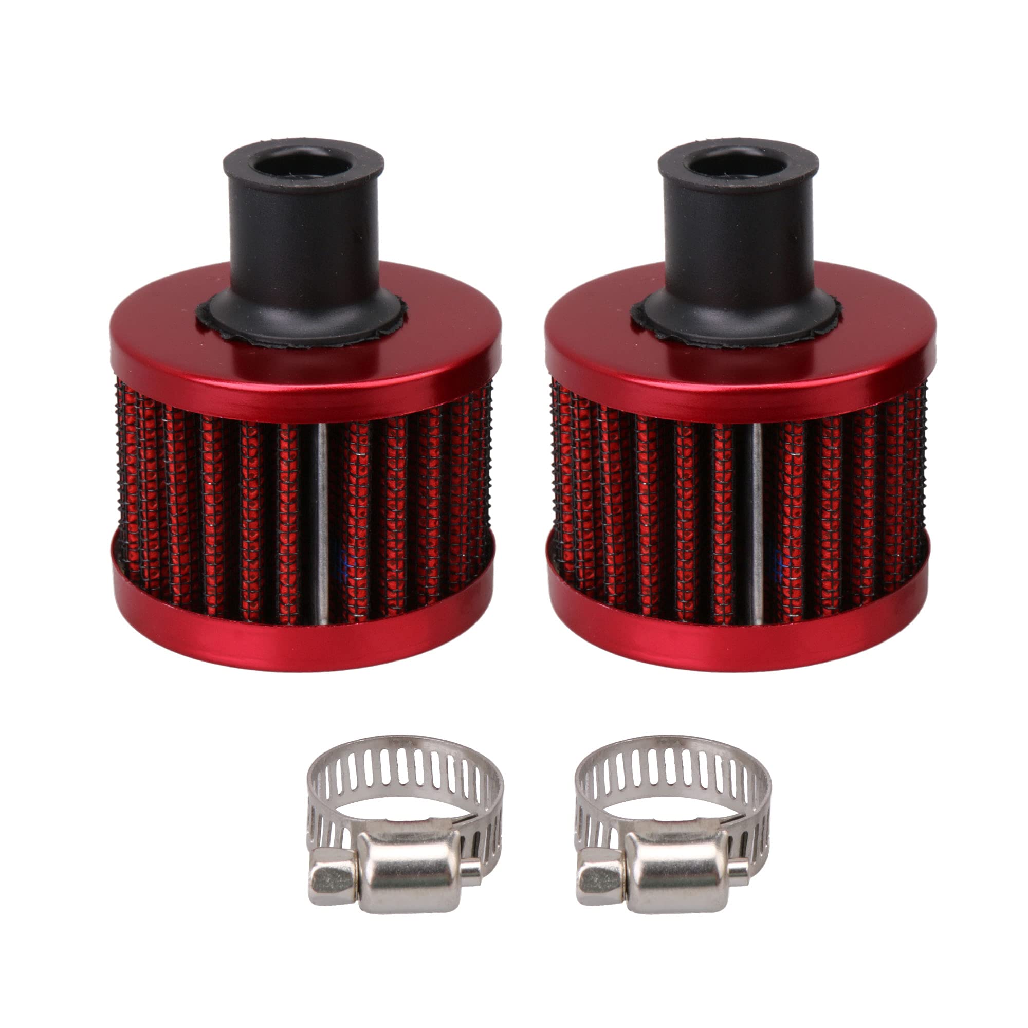 BQLZR 13Mm Red Cone Mini Oil Air Intake Crankcase Vent Valve Cover Breather Filter Pack Of 2