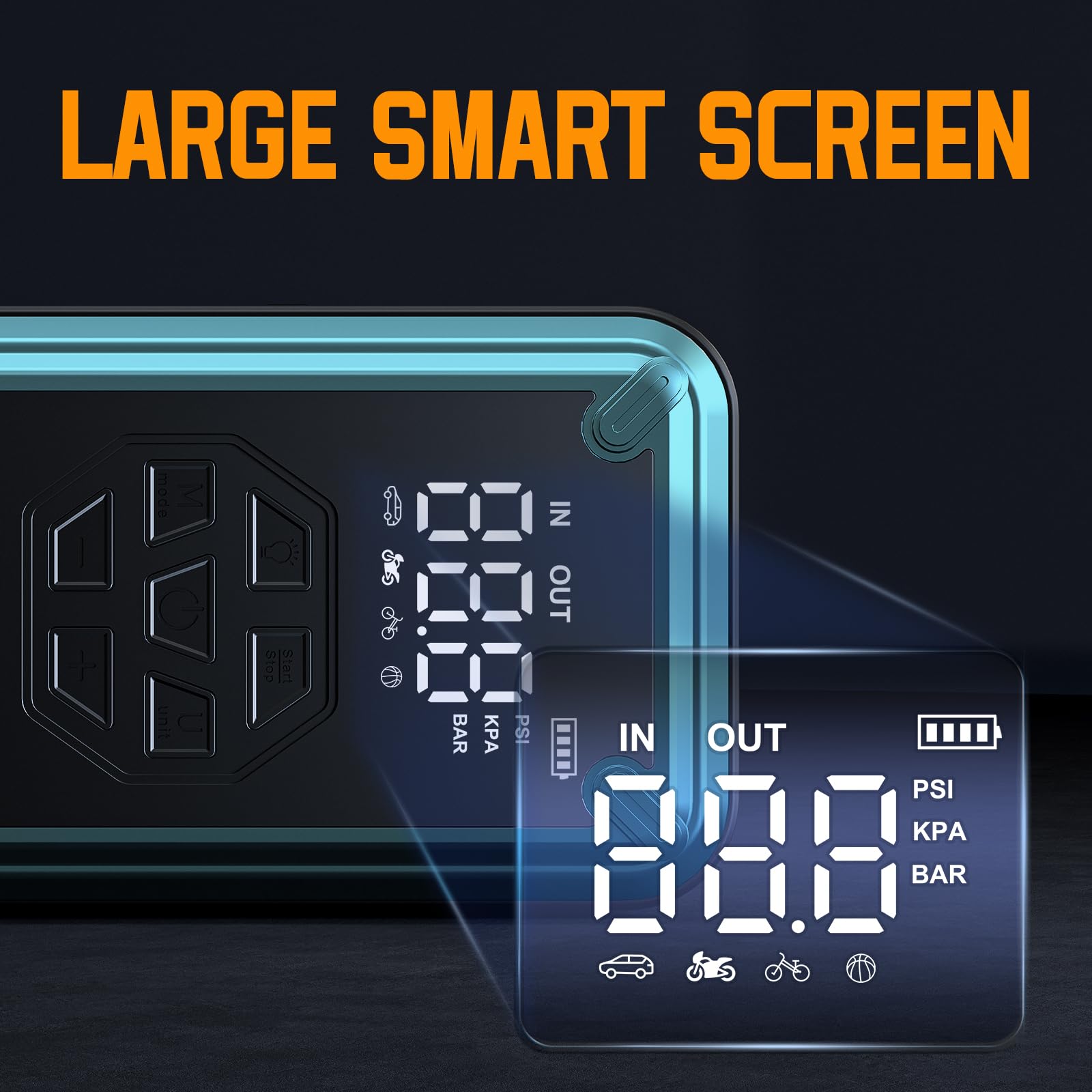 Jump Starter With Air Compressor, Acmount 5000A Car Battery Jump Starter With 150Psi Tire Inflator For Up To 9.0 Gas/8.0L Diesel