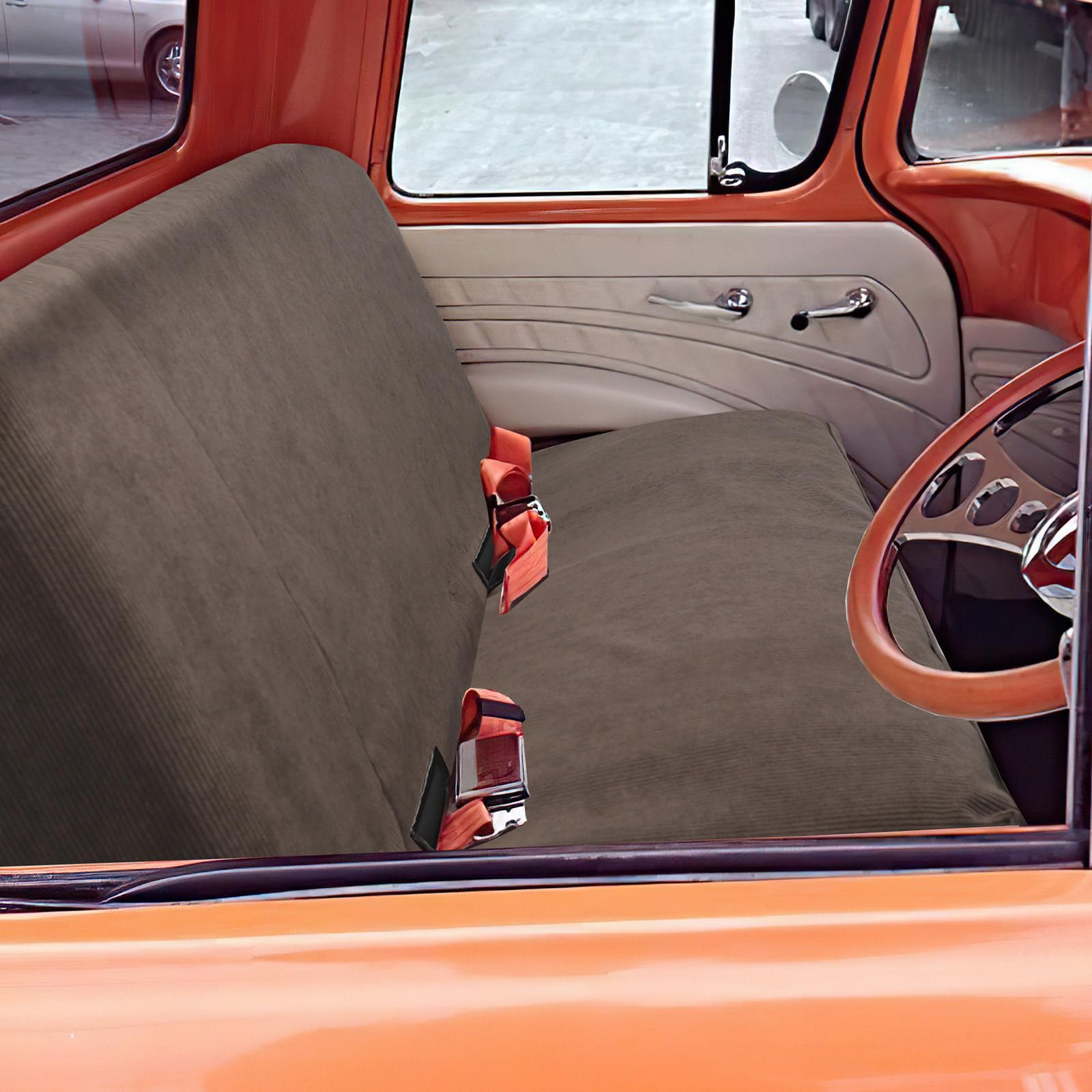 Leader Accessories Front Solid Bench Seat Cover Universal Fits Ford, Chevrolet, Dodge, and Full Size Pickup Trucks Coffee