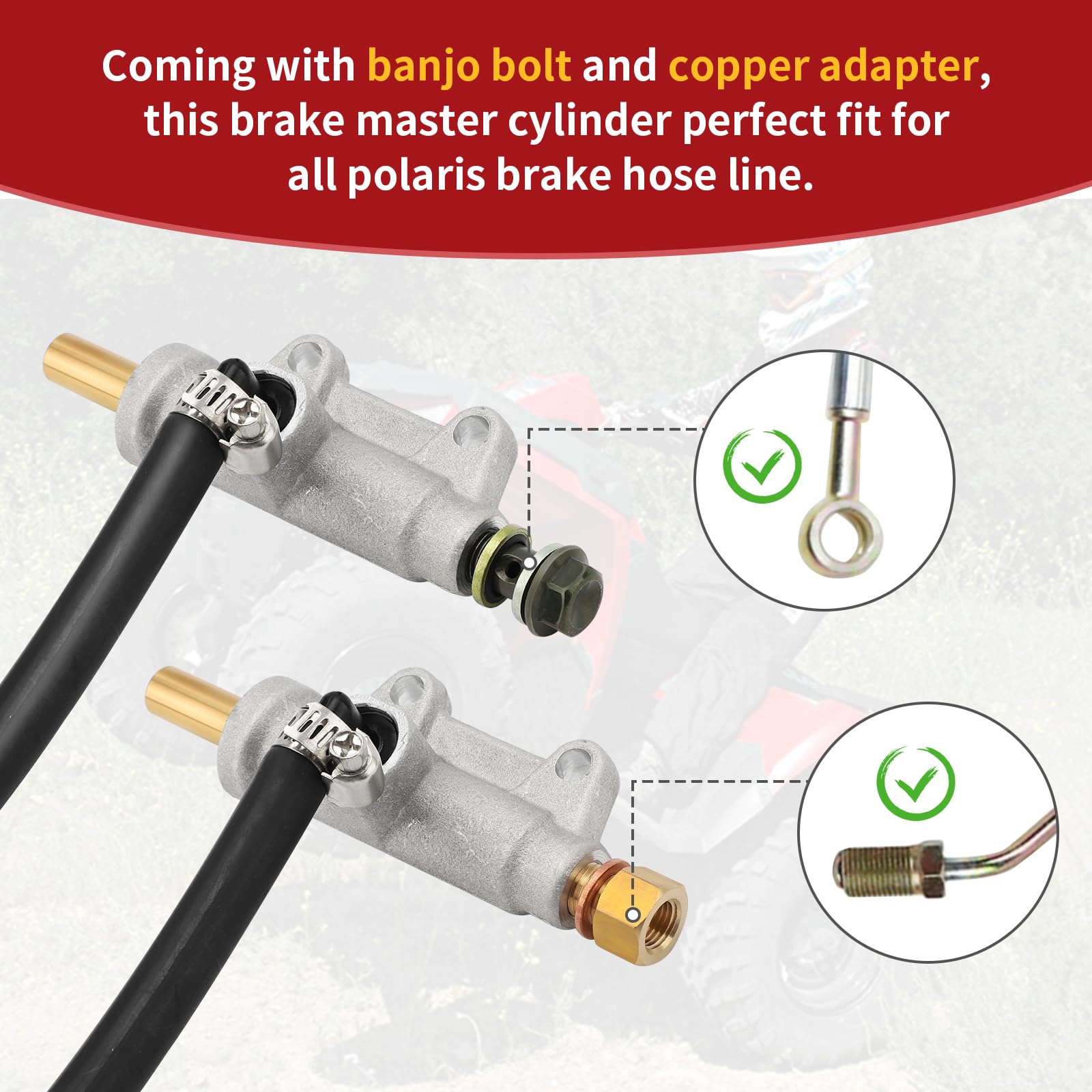 1910301 1910311 Rear Brake Master Cylinder Compatible With Polaris Sportsman Magnum Scrambler Trail Blazer Trail Boss Diesel Worker Xpedition Xplorer 250 325 330 335 400 425 450 500 600 700 800