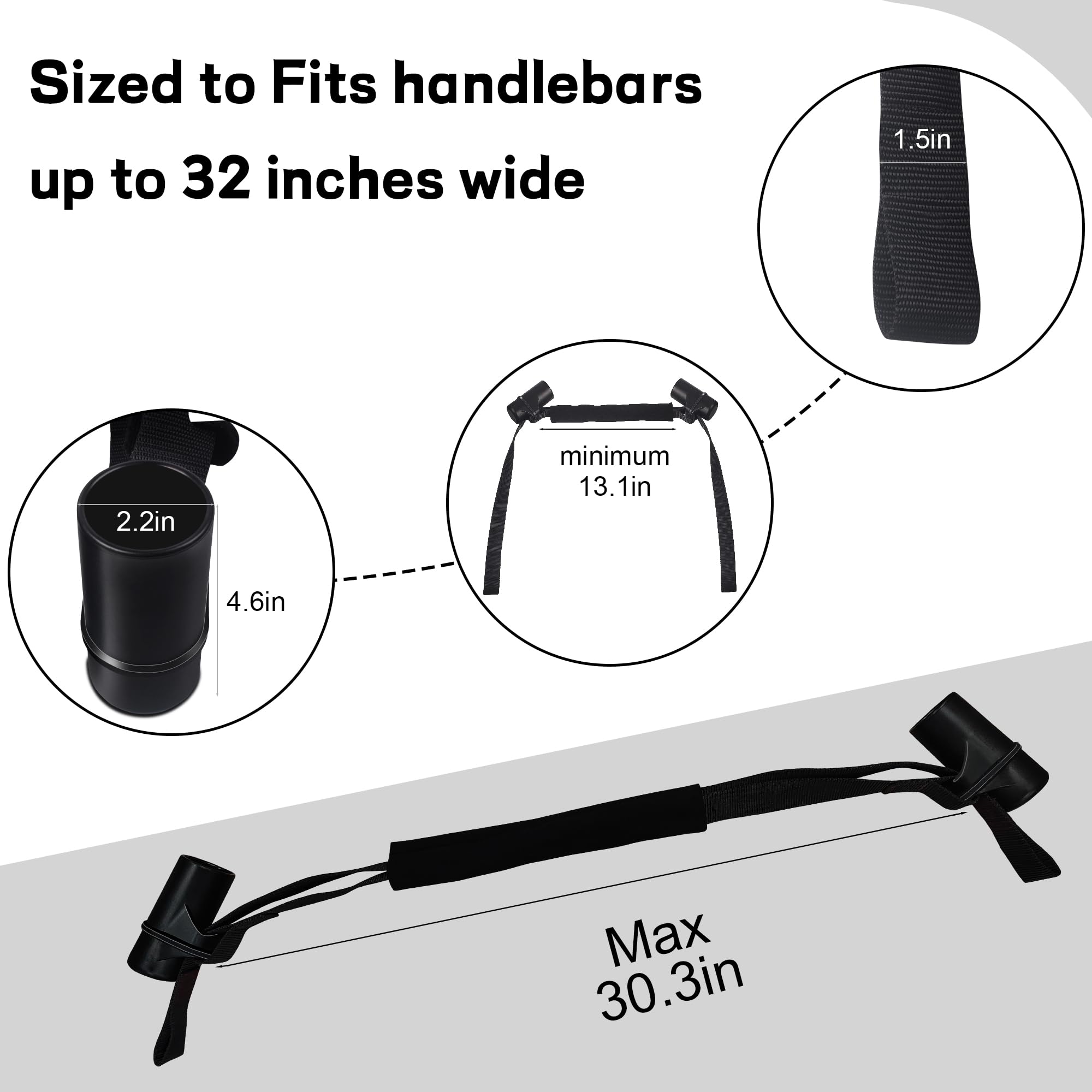 Handlebars Straps for 32'' Handlebars, Compatible with 32505 Black Bar-Harness II Easily Adjustable to Maintain Vehicle Stabilit