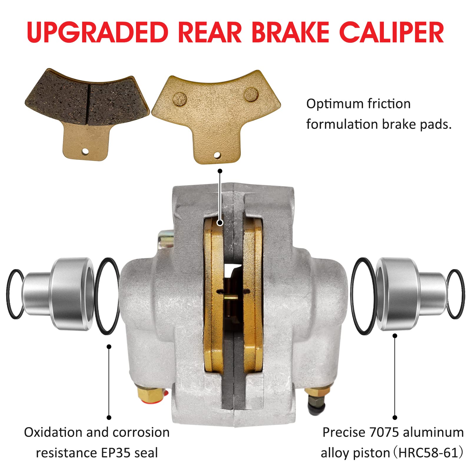 M MATI Rear Brake Caliper Assembly 1910553 for Polaris Sportsman 335 400 500 Diesel 455 Worker with Pads