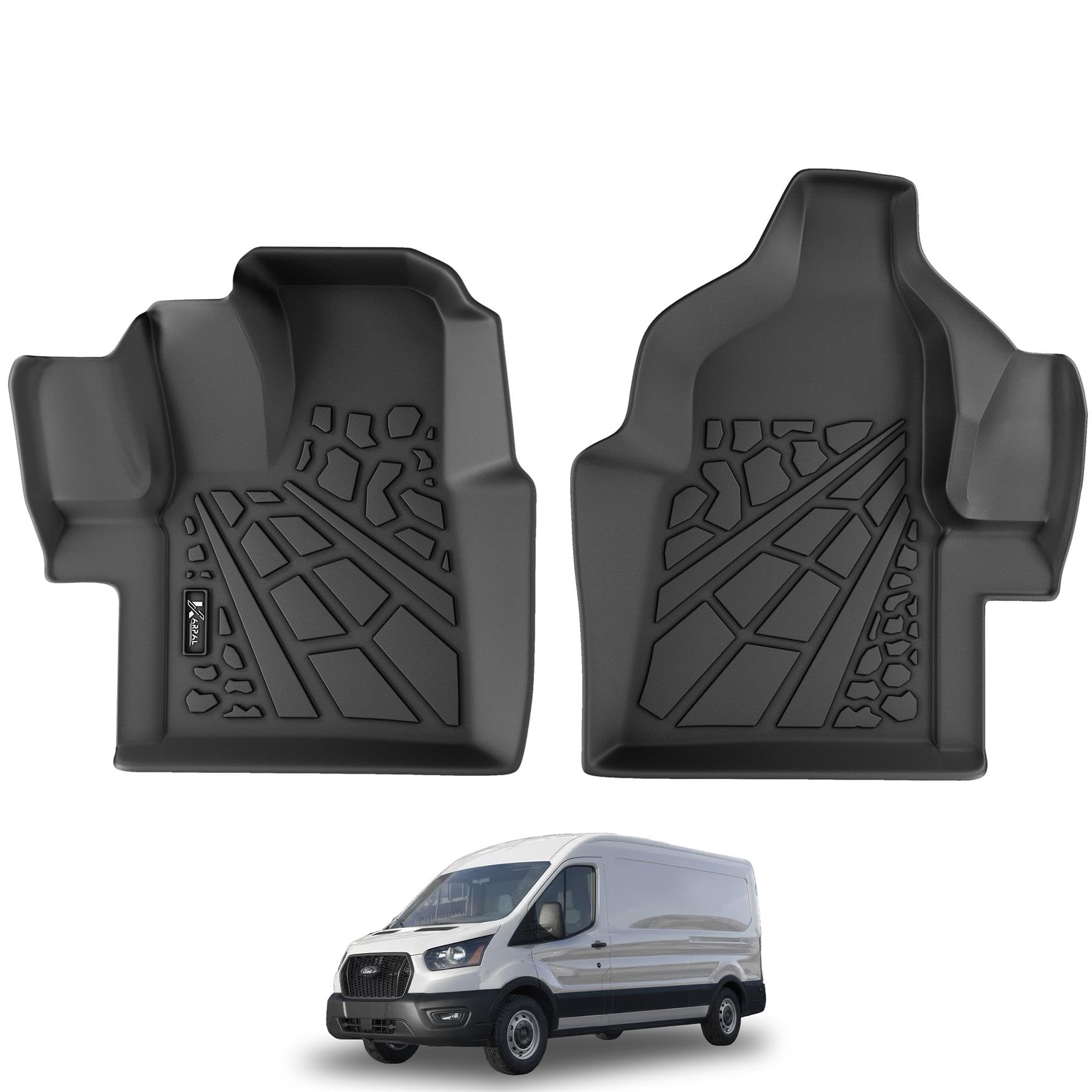 Karpal Floor Mats Front Liner Fit For 2020-2024 Ford Transit With Vinyl Flooring (No Transit Connect) All Weather Custom Fit Tpe
