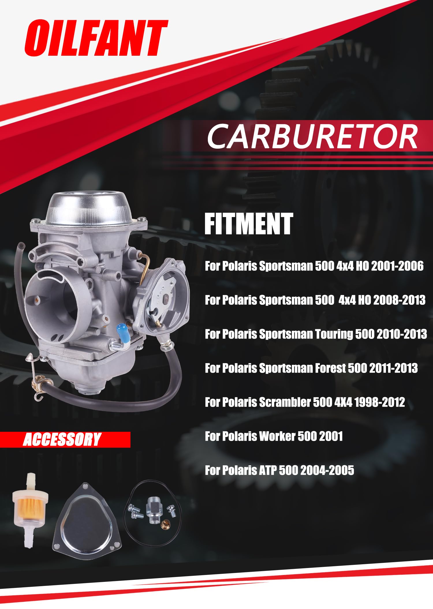Carburetor For Polaris Sportsman 500 Ho 2001-2006 2008-2013(Only Ho)/Polaris Scrambler 500 4X4 1998-2012/Polaris Worker 500/Polaris Atp 500