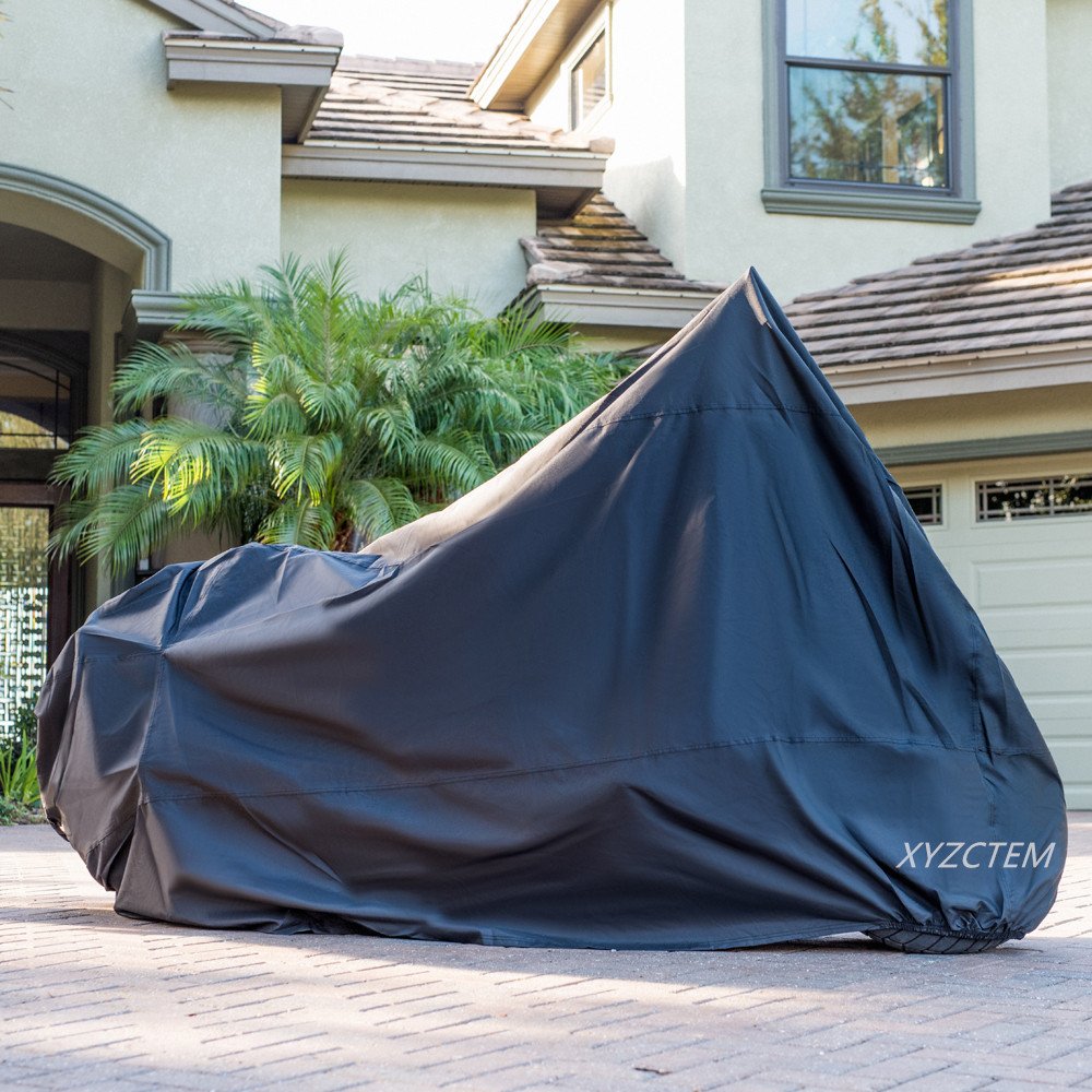 New Generation Motorcycle Cover ! Xyzctem All Weather Black Xxl Large-Waterproof Outdoor Protects Fits Up To 108 Inch For Harley