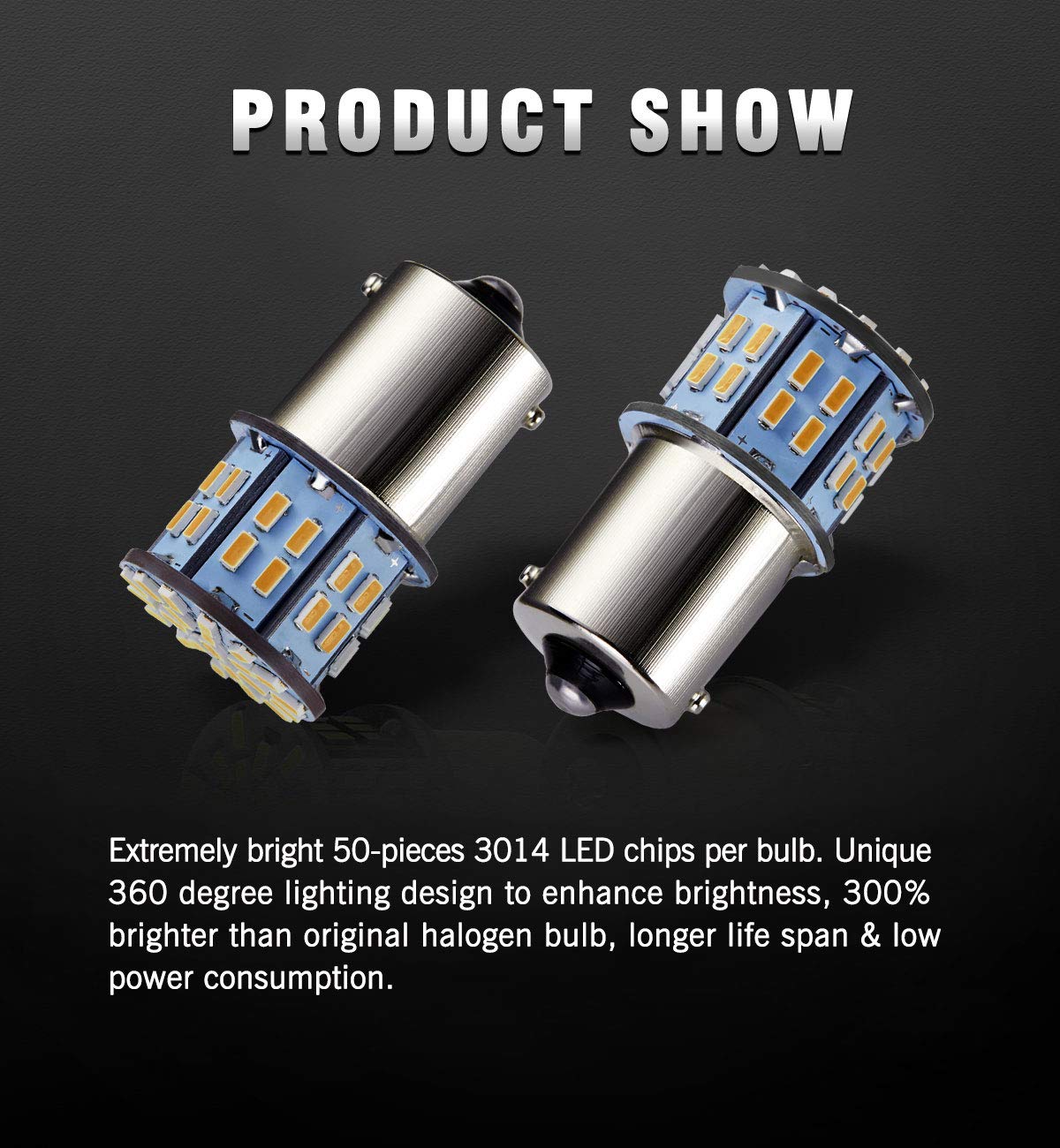 Antline 1156 1141 1003 7506 Ba15S Led Bulbs Warm White/Yellow 20-Packs, Super Bright 3014 50-Smd Led Replacement For 12 Volt Rv