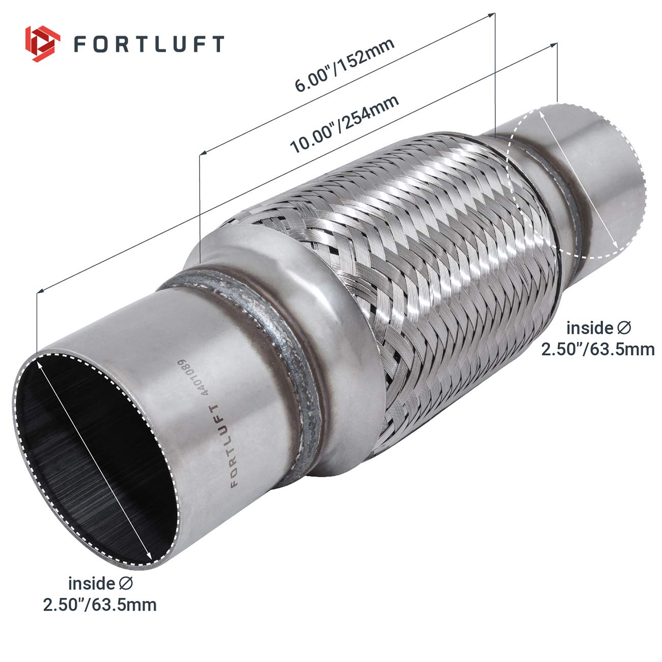 Fortluft Exhaust Flex Pipe (Exhaust Flex Connector With Extension Pipes, 2.50 ' 'X6.00 ' 'X10.00 ' '/63.5X152X254Mm)