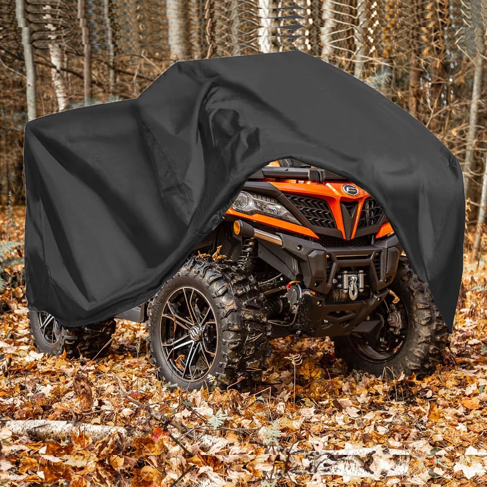 QYMOTO 2-UP ATV Cover Large 4 Wheeler Quad Bike Storage Cover Heavy Duty 420D,Outdoor Waterproof Windproof for CFMOTO Cforce,Pol