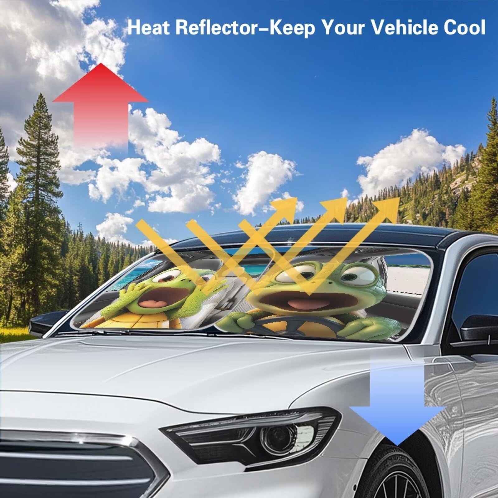 Huisefor Turtle Car Sun Shade 2 Pack Funny Windshield Cover For Automotive Foldable Automotive Windshield Sunshade Uv Rays Prote