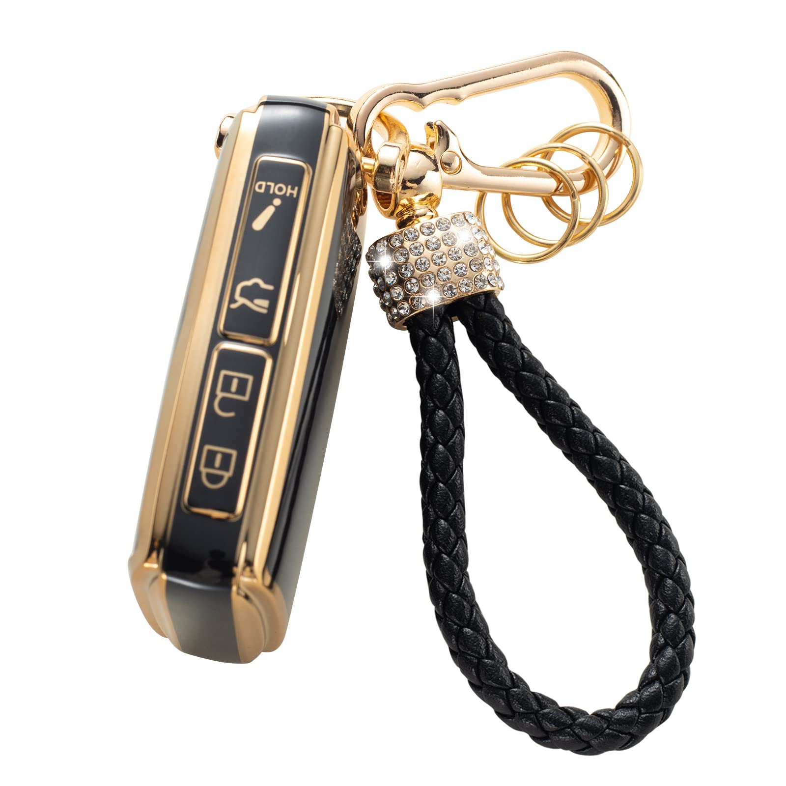 Gematay Mazda Key Fob Cover With Keychain Lanyard, 3-4 Button Smart Remote Protector Shell For Mazda 3, Cx-5, Cx-30