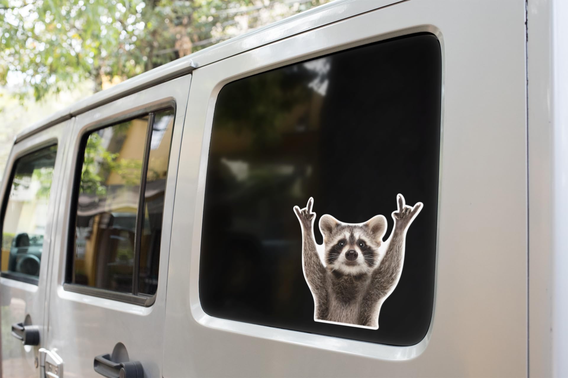 Rocking Raccoon Sticker, Funny Raccoon Cute Car Decal 5.5-Inches Decal Car Laptop Wall Window Bumper Sticker AWPS109