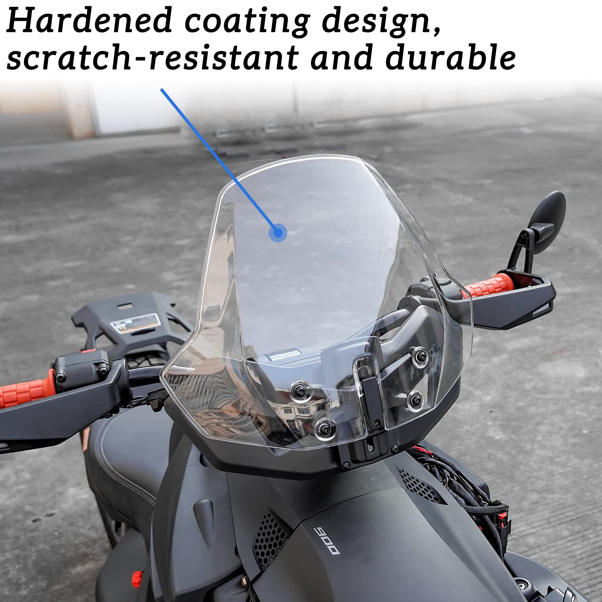 Sautvs Front Windshield For Can-Am Ryker, Adjustable Front Translucent Clear Hard Coated Wind Shield For Can Am Ryker 600 900 Sp