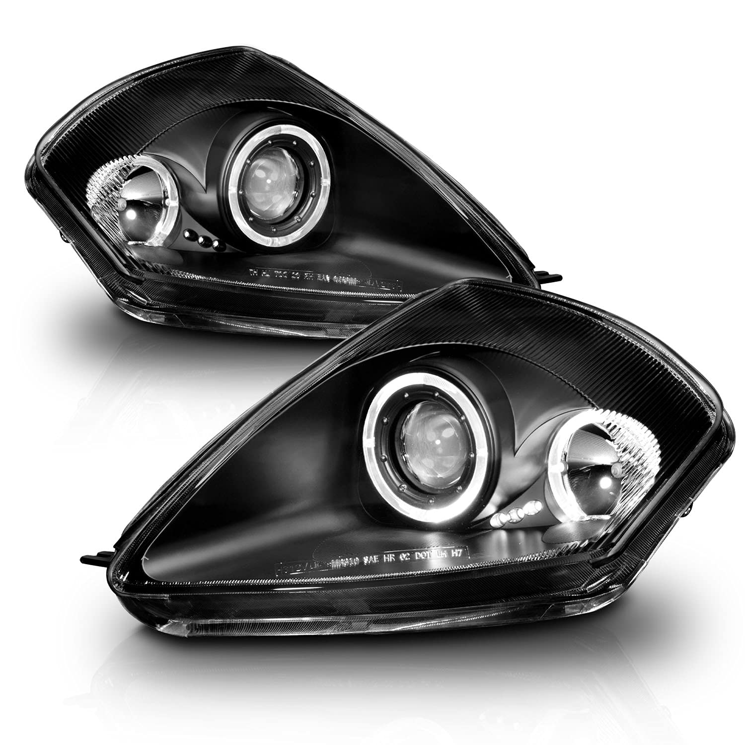 Amerilite Black Led Dual Halo Projector Replacement Headlights Set For 00-05 Mitsubihi Eclipse - Passenger And Driver Side