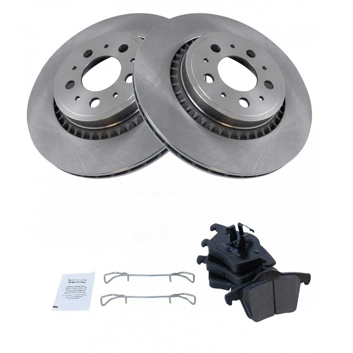 TRQ Rear Brake Pad & Rotor Kit Brake Pads Brake Rotor Ceramic Compatible with 2003-2014 Volvo XC90