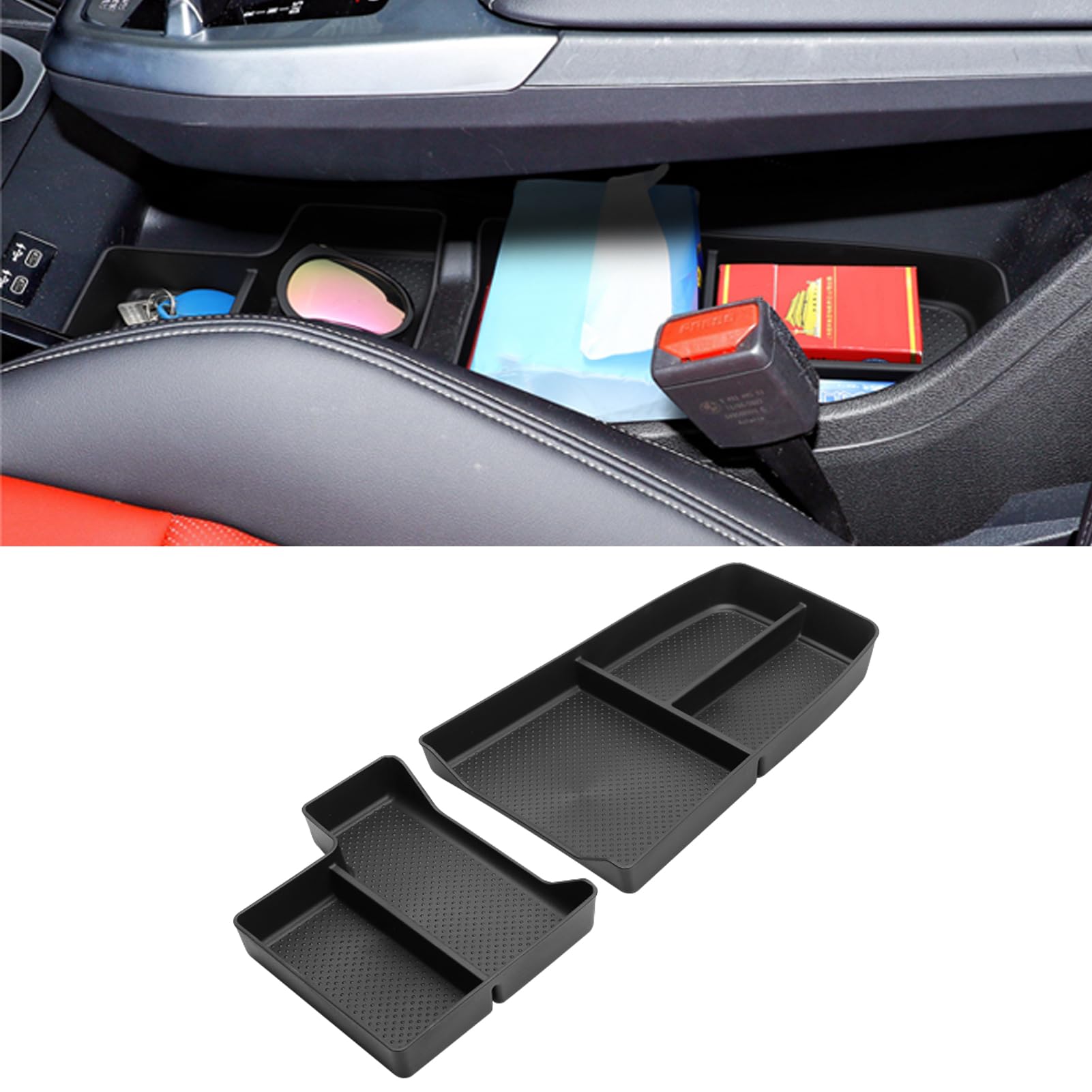 Jaronx Compatible With Bmw X1 Center Console Organizer Tray 2023 2024 2025 U11, 2Pcs Lower Console Organizer Tray, Tpe Storage B