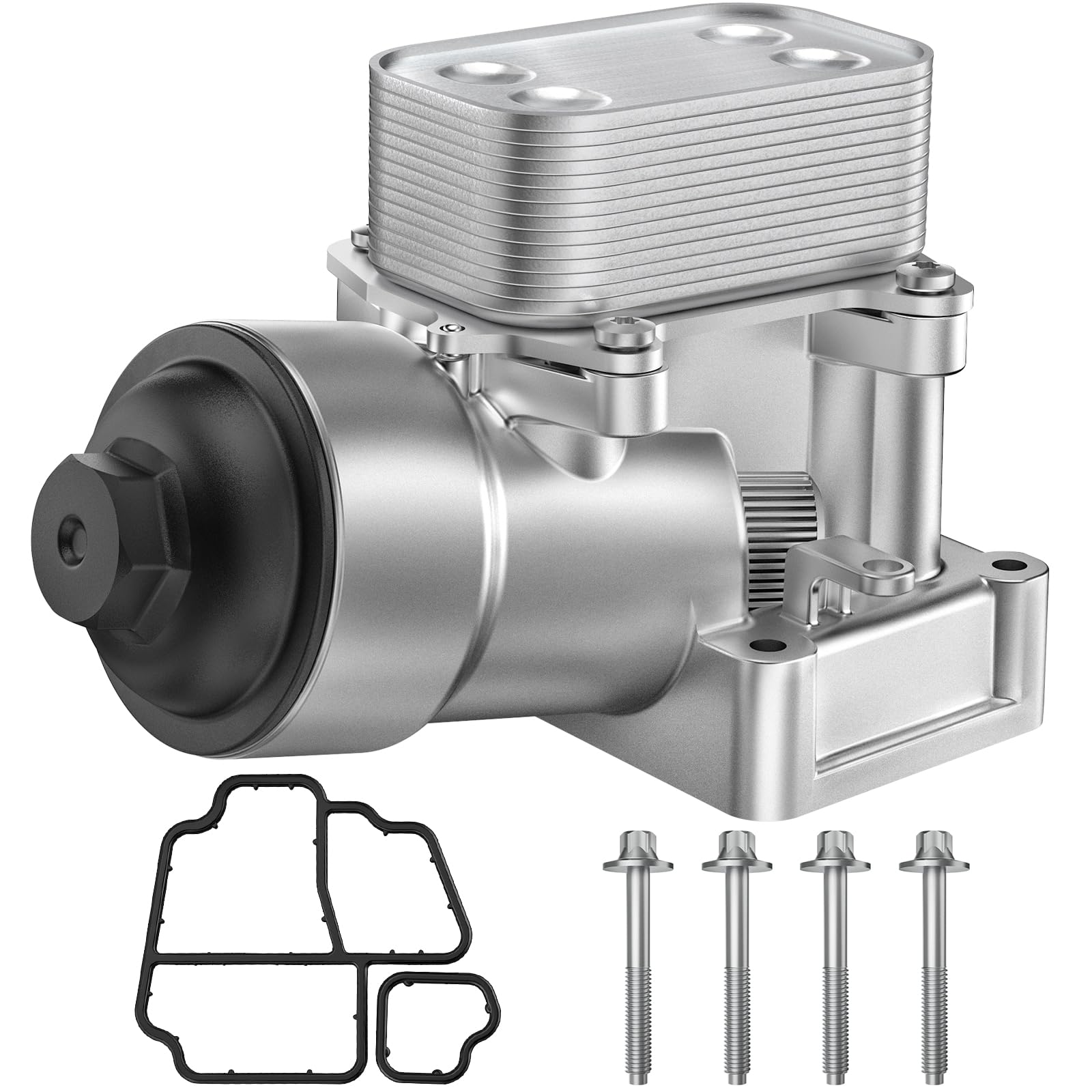 Upgrade Aluminum 03L115389C Engine Oil Cooler for Volkswagen VW Golf Tiguan EOS Passat Seat Altea Audi A3 Q3 A4 Skoda, #OE 03L11