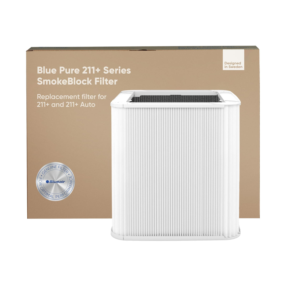 Blueair Blue Pure 211+ Series Smokeblock Genuine Replacement Filter, Extra Carbon Captures 99.99% Of Wildfire Smoke, Fits Blue P