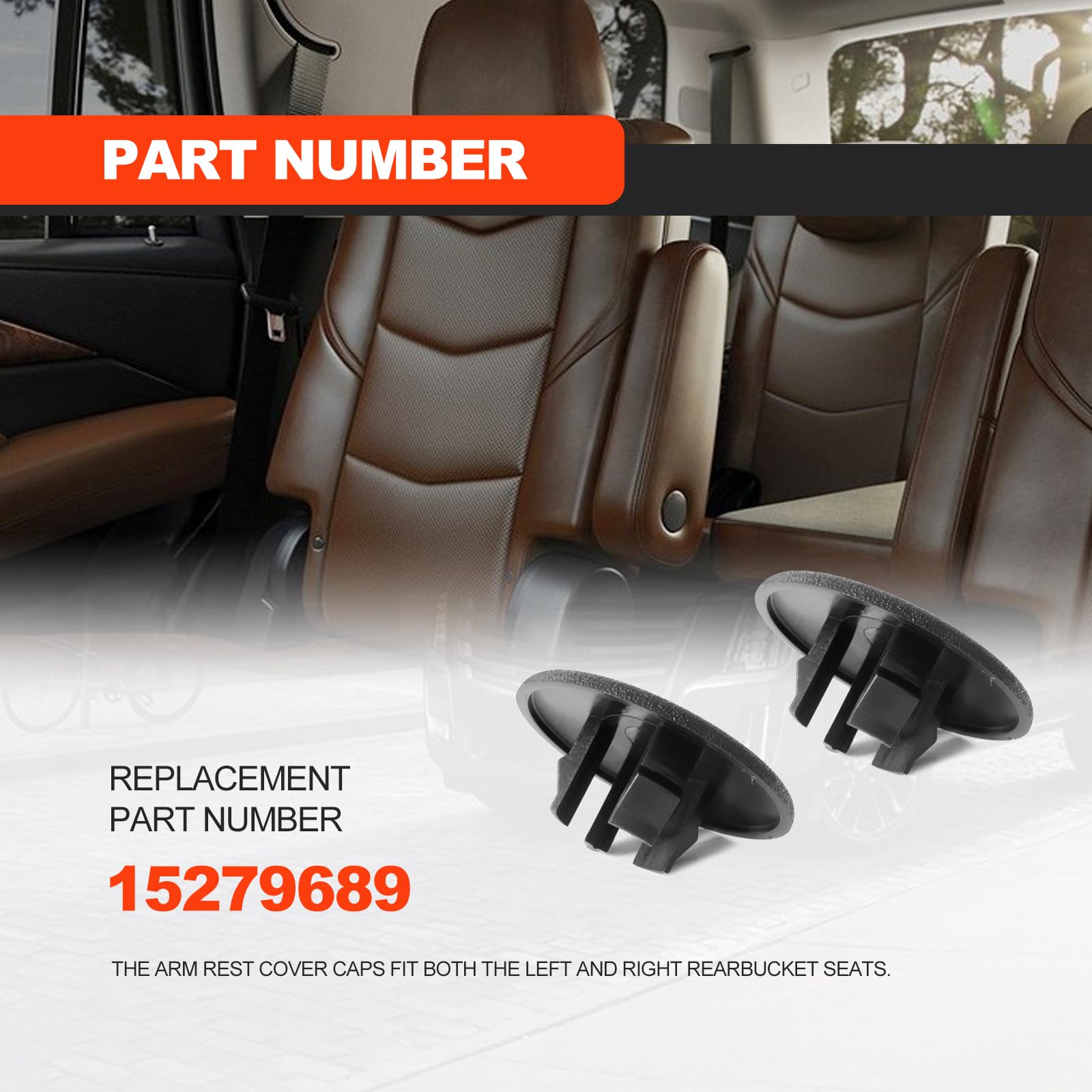 2Pcs Armrest Cap Cover Compatible With 07-19 Tahoe Suburban Yukon Cadillac Escalade Seat Parts - Replaces 15279689 Vehicle Acces
